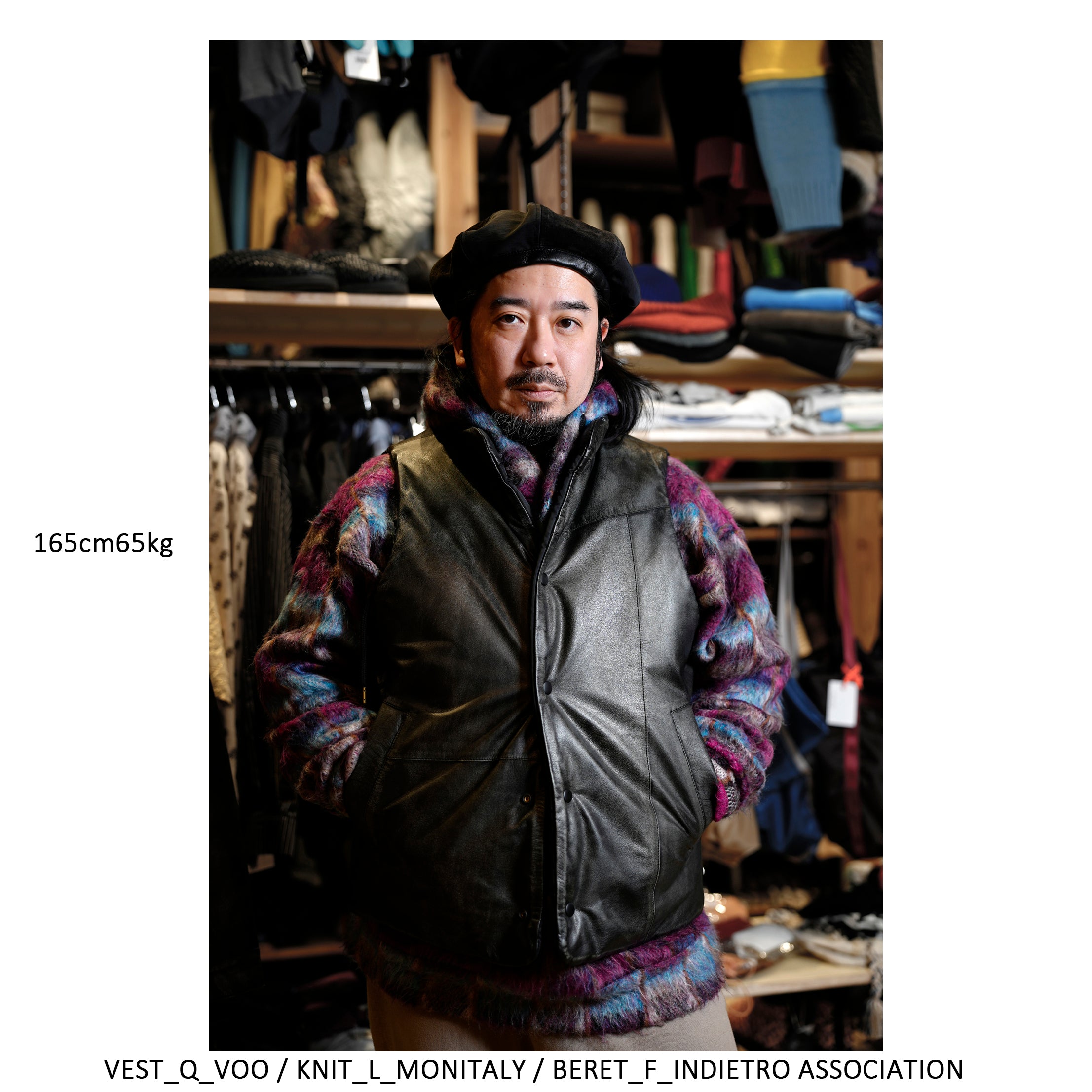 VOO-SPG-15_BLACKWATCH | EXELEZA REV VEST SP | Color:BLACK LEATHER(ダメージ加工)【VOO_ヴォー】