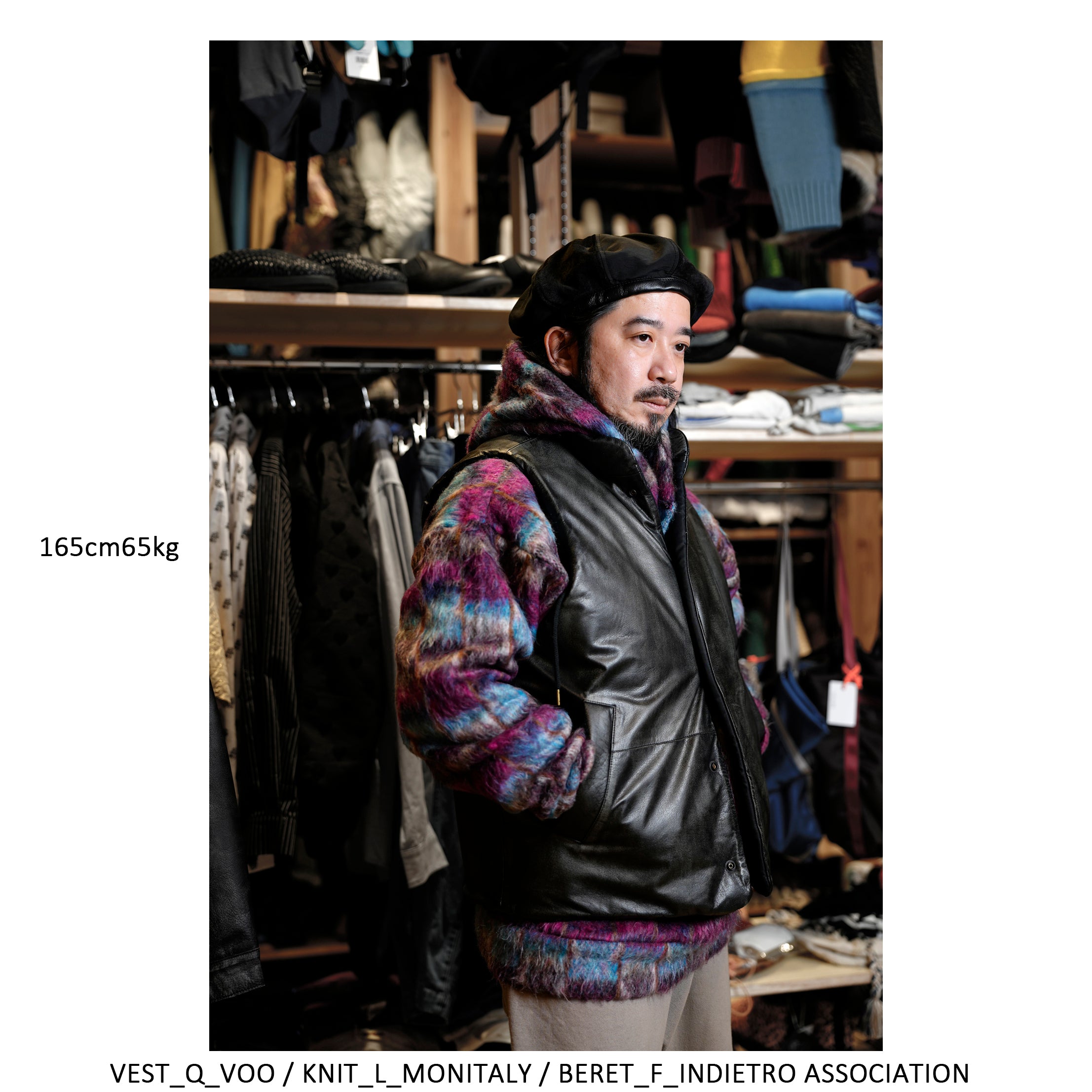 VOO-SPG-15_BLACKWATCH | EXELEZA REV VEST SP | Color:BLACK LEATHER(ダメージ加工)【VOO_ヴォー】