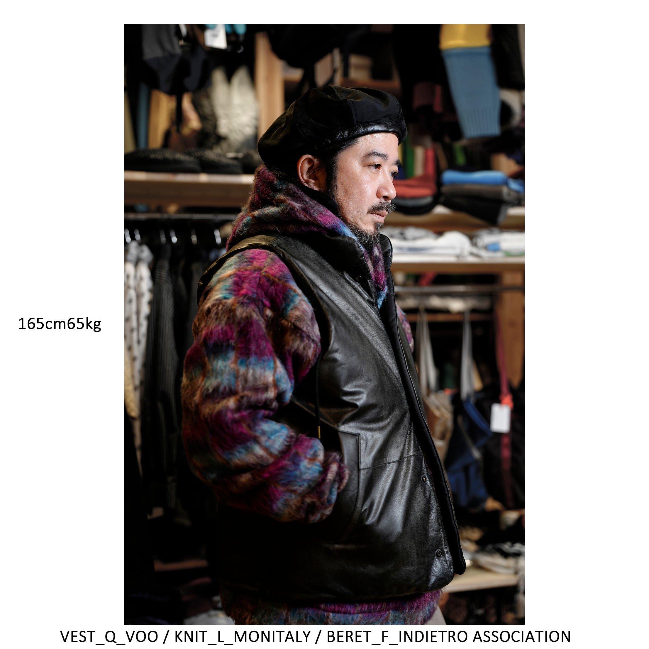 VOO-SPG-15_BLACKWATCH | EXELEZA REV VEST SP | Color:BLACK LEATHER(ダメージ加工)【VOO_ヴォー】