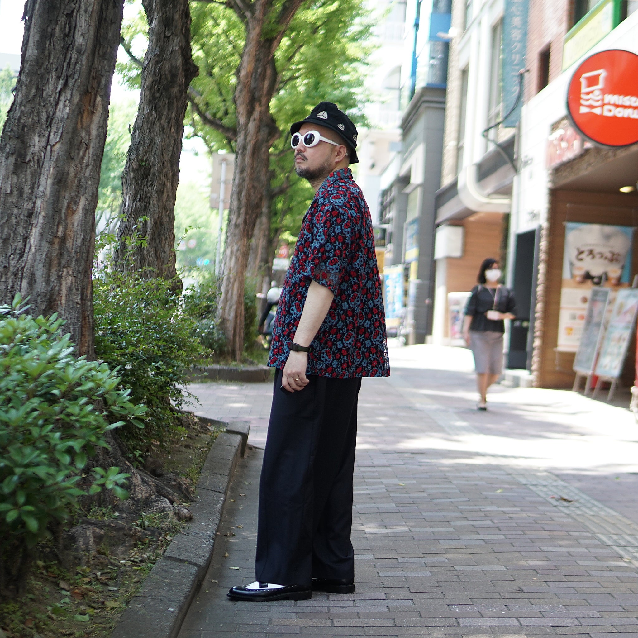 No:ps23t01 | Name:Neon Lace Shirt | Color:Blue&Red【PLATEAU STUDIO_プラトー スタジオ】