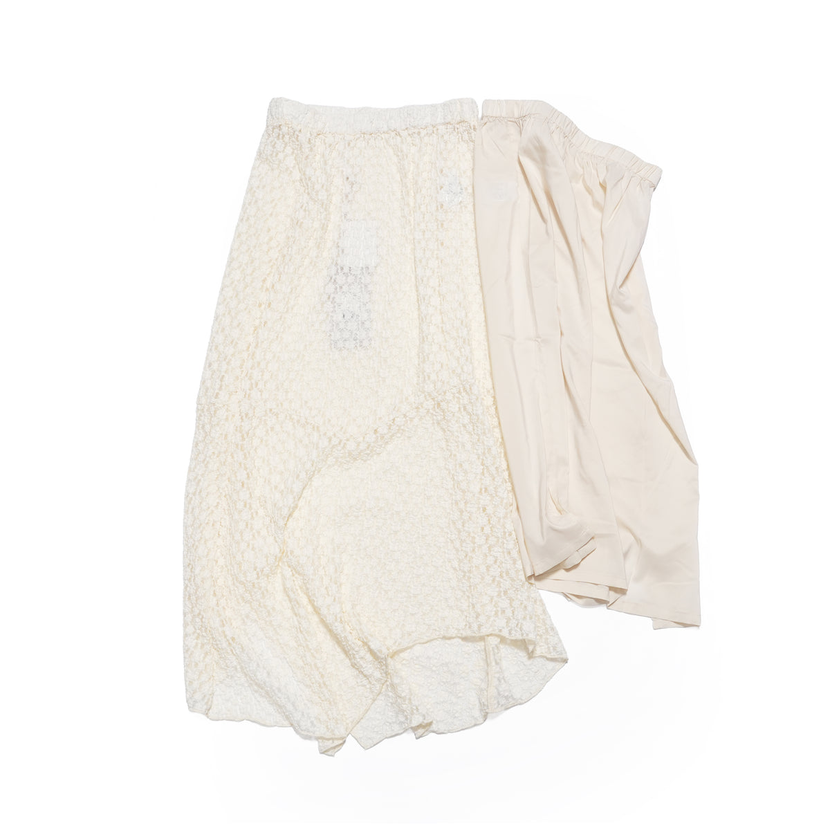 lace asymmetry skirt – Ecru | WHYTO