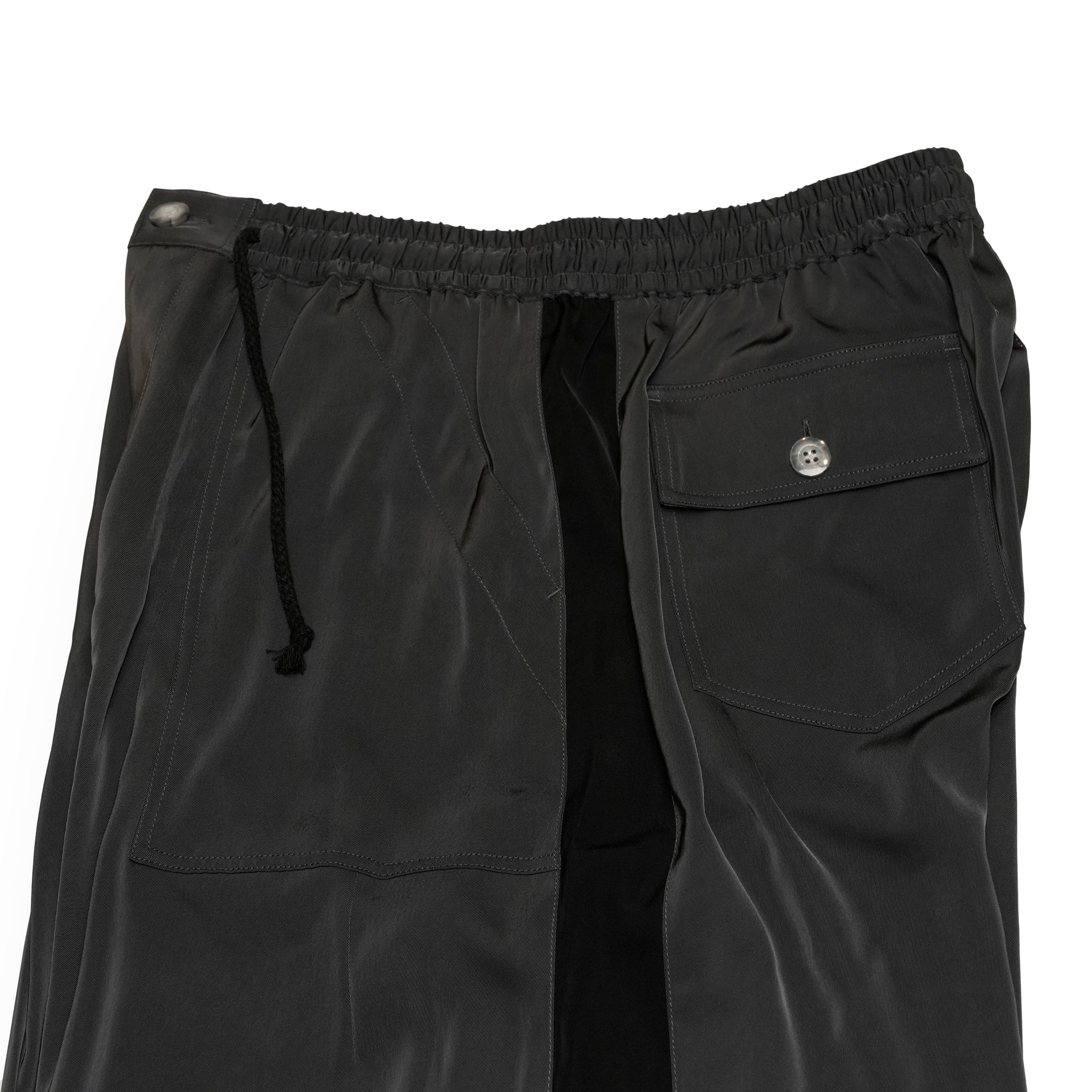 Hibiscus embroidery line wide tapered pants – Greige/Charcoal | EFFECTEN