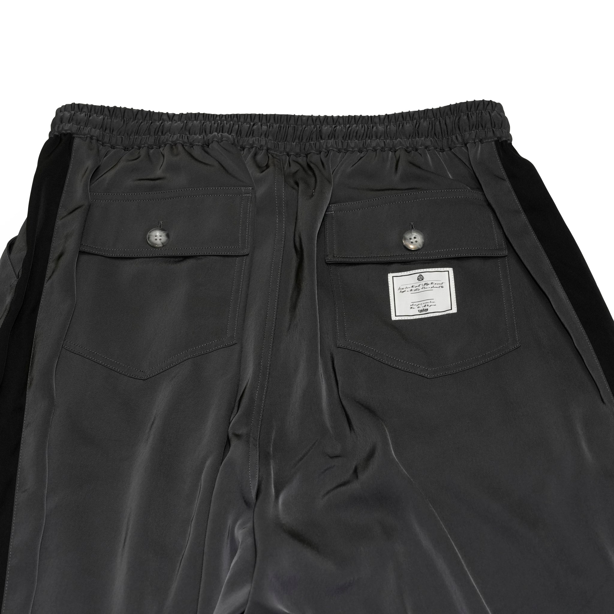 Hibiscus embroidery line wide tapered pants – Greige/Charcoal | EFFECTEN