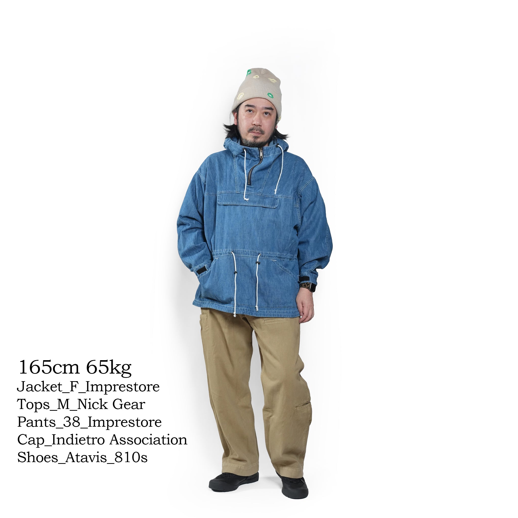 Richie_anorak hoodie(6.5oz denim) – Blue Denim Vintagewash | IMPRESTORE