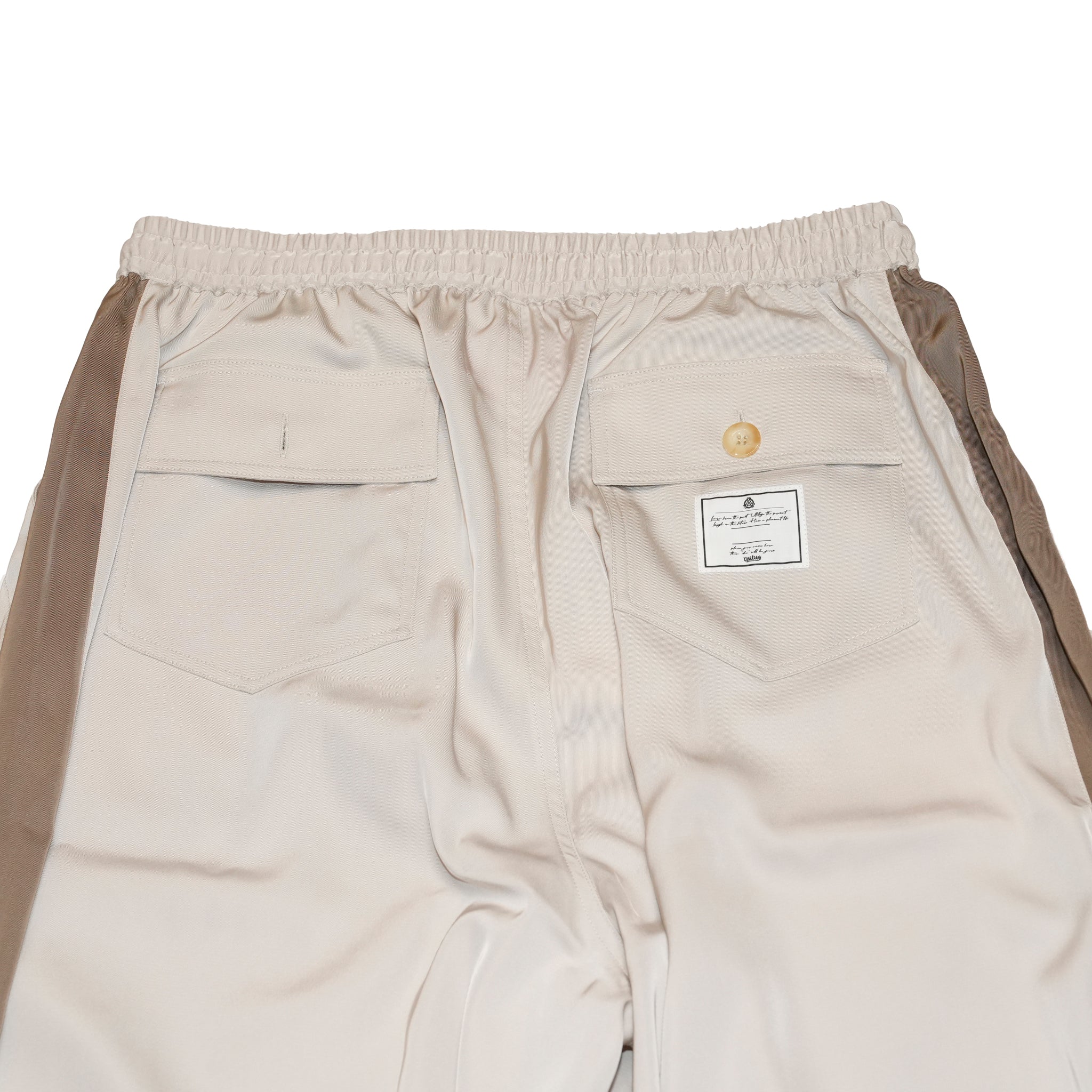 Hibiscus embroidery line wide tapered pants – Greige/Charcoal | EFFECTEN