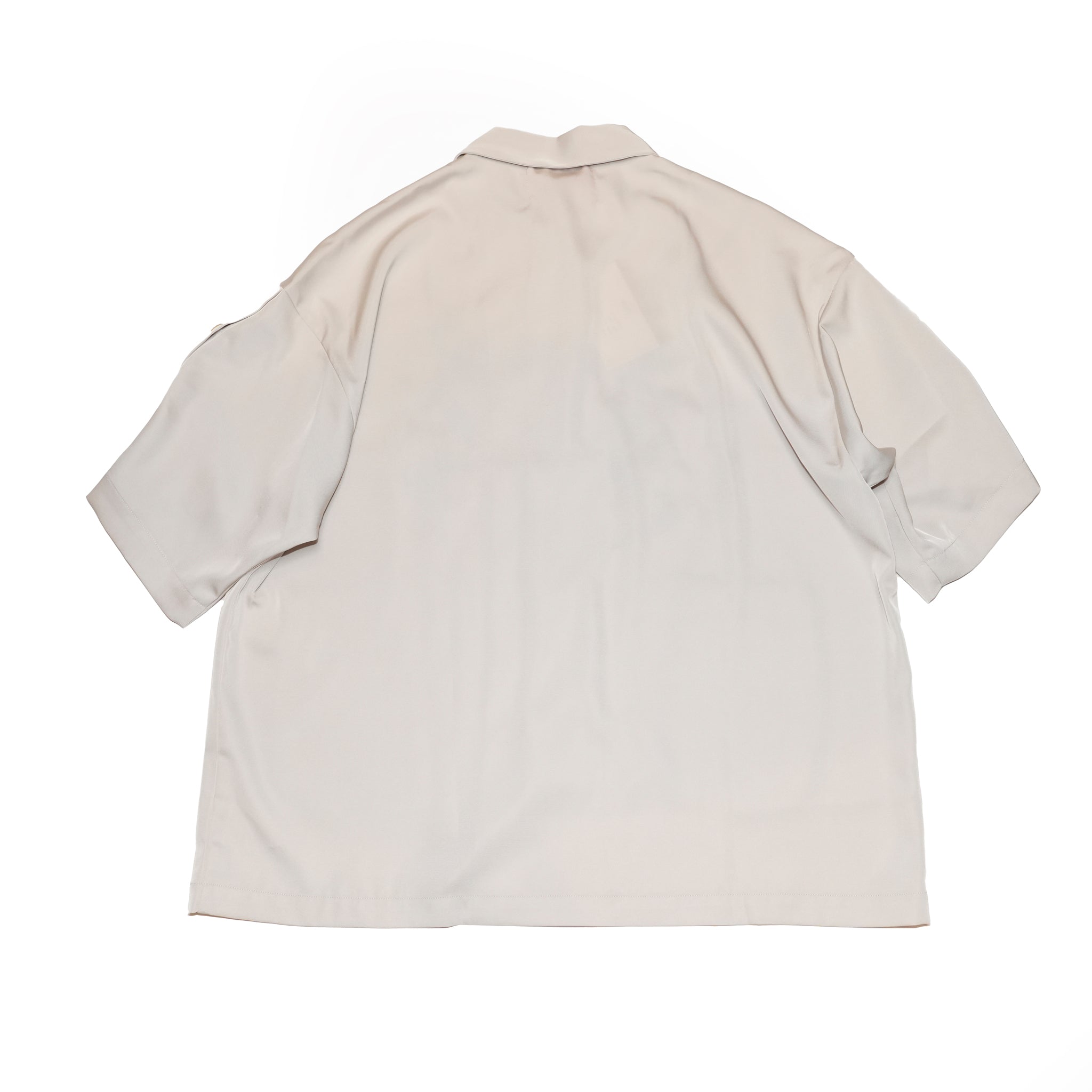 efite-07 | Hibiscus embroidery open collar s/s shirts | Color:Greige/Charcoal【EFFECTEN_エフェクテン】【archive】