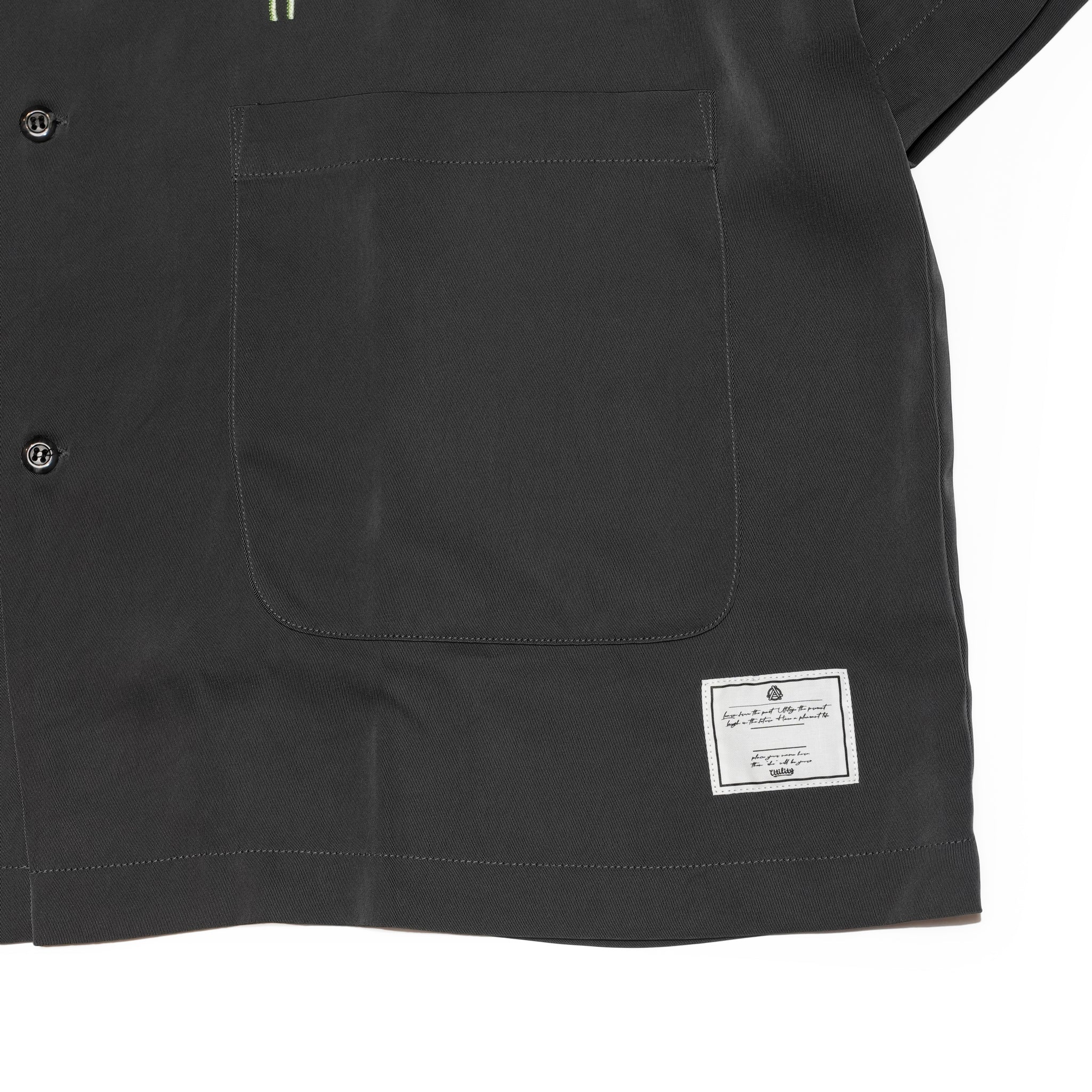 efite-07 | Hibiscus embroidery open collar s/s shirts | Color:Greige/Charcoal【EFFECTEN_エフェクテン】【archive】