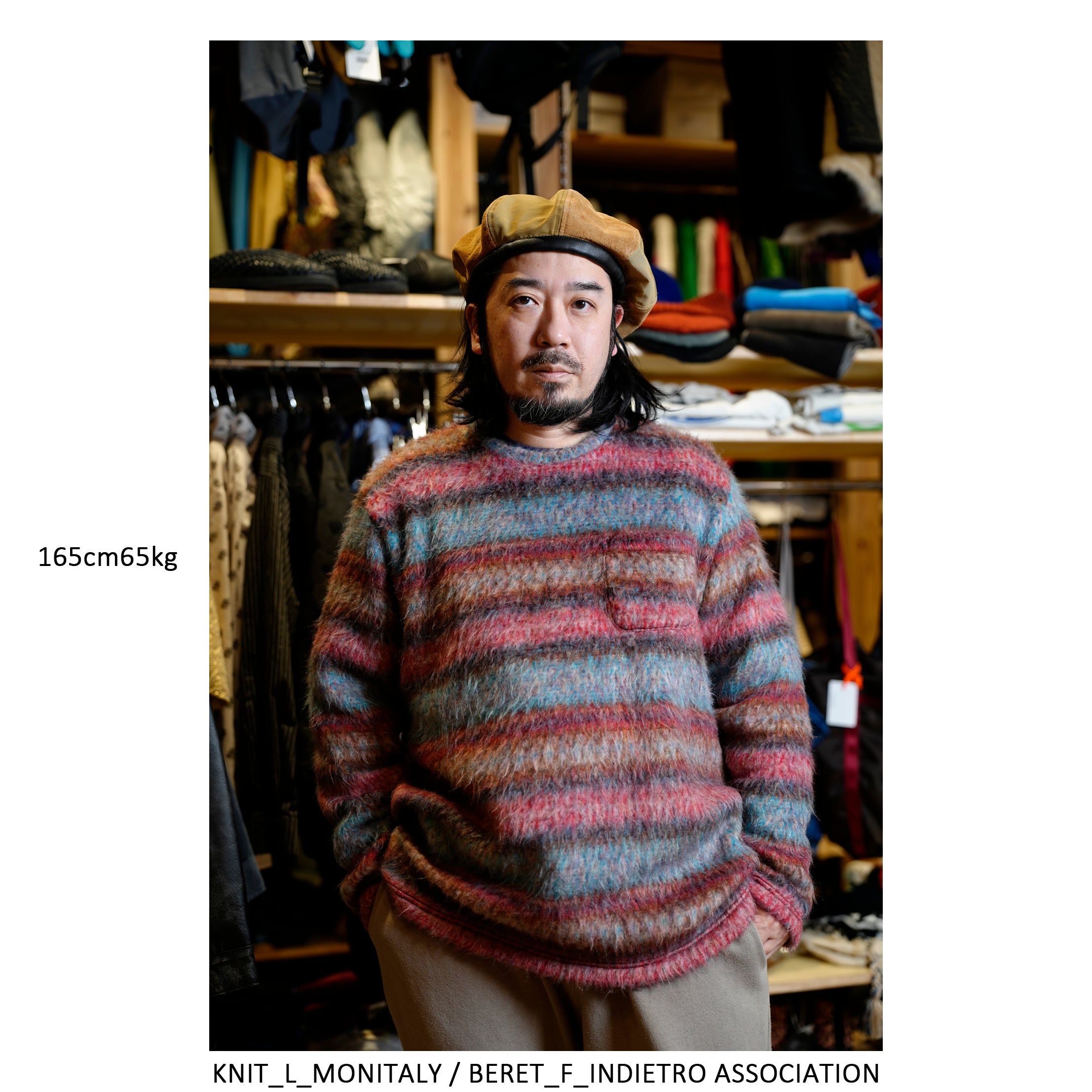 M32844-4_Fair Isle | Shaggy Long Sleeve Tee Made In Japan By MinamiShoten | Color:Fair Isle【MONITALY_モニタリー】