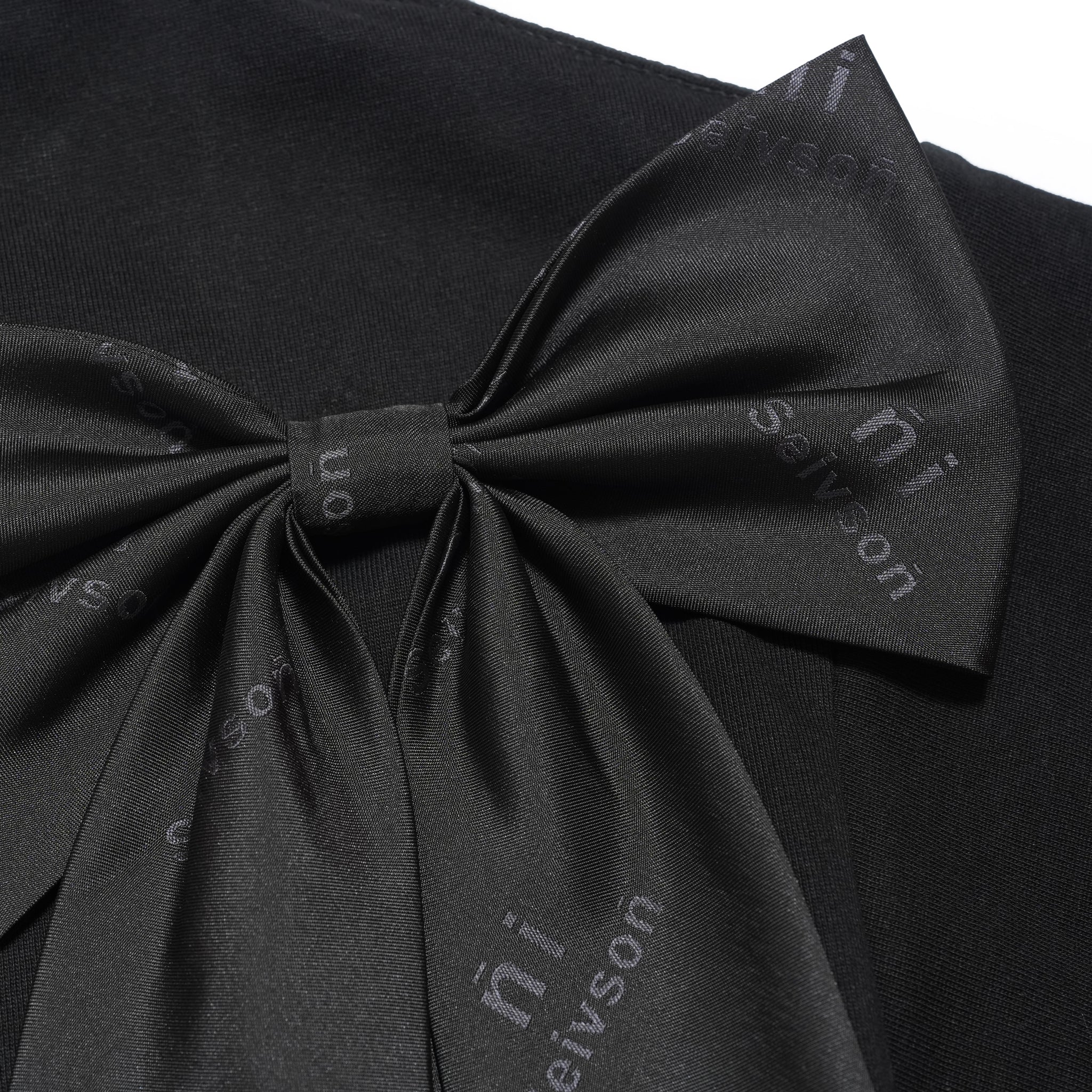 Seivsoñ × yoni — ñi Elongated Bow T-Shirt - BLACK | SEIVSON