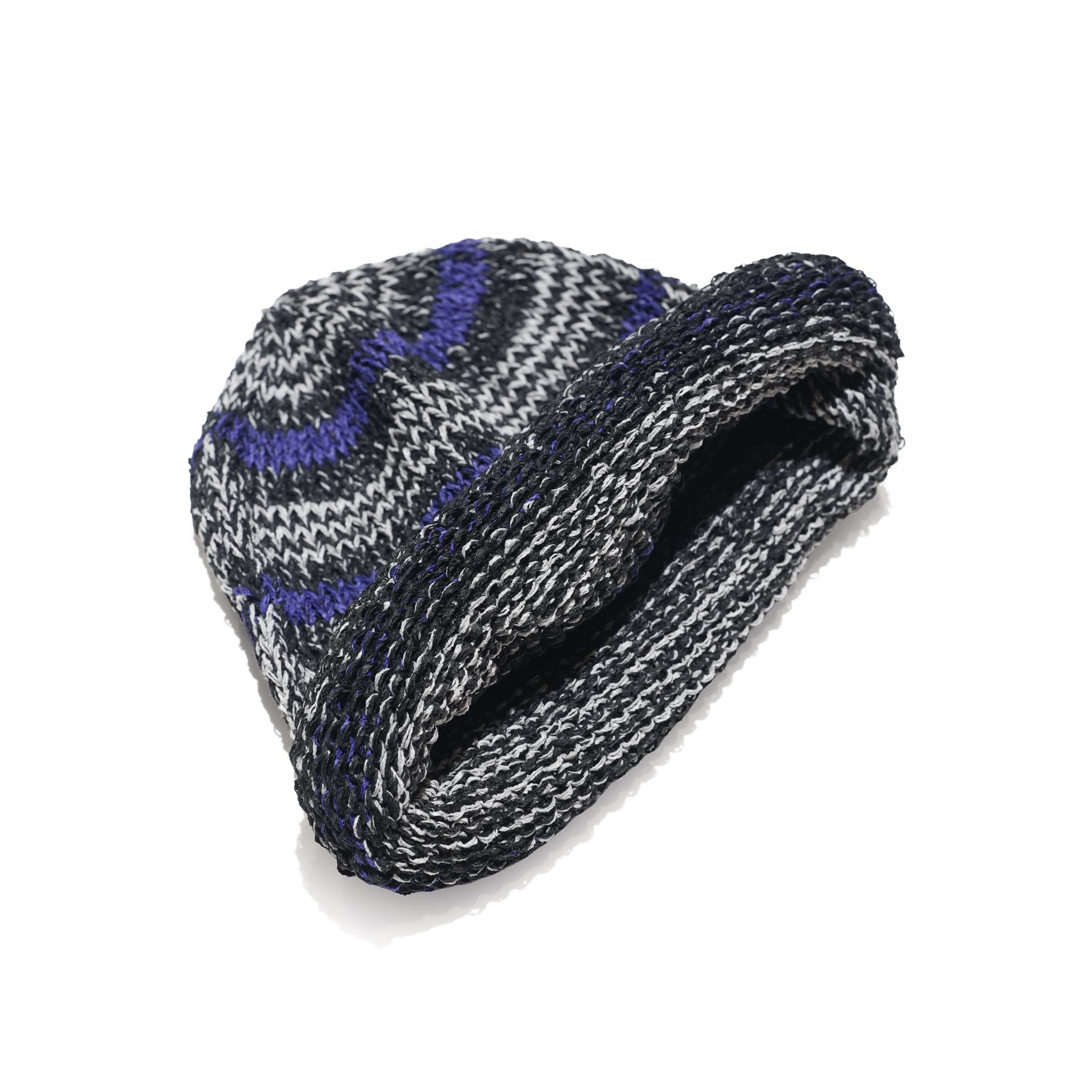 Multi Border Roll Knit Cap – Black | IA-26-146_Black | INDIETRO ASSOCIATION