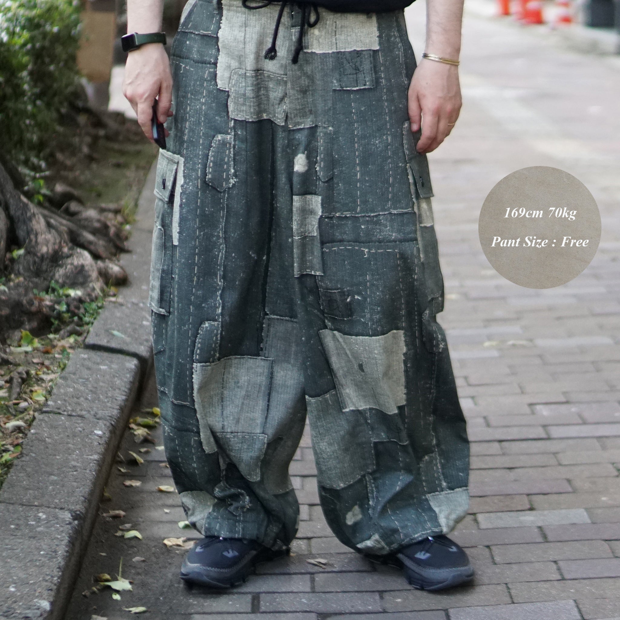 Balloon Wide Cargo Pants (DENIM PATCHWORK) – DENIM PATCHWORK | Size:Free | EFFECTEN