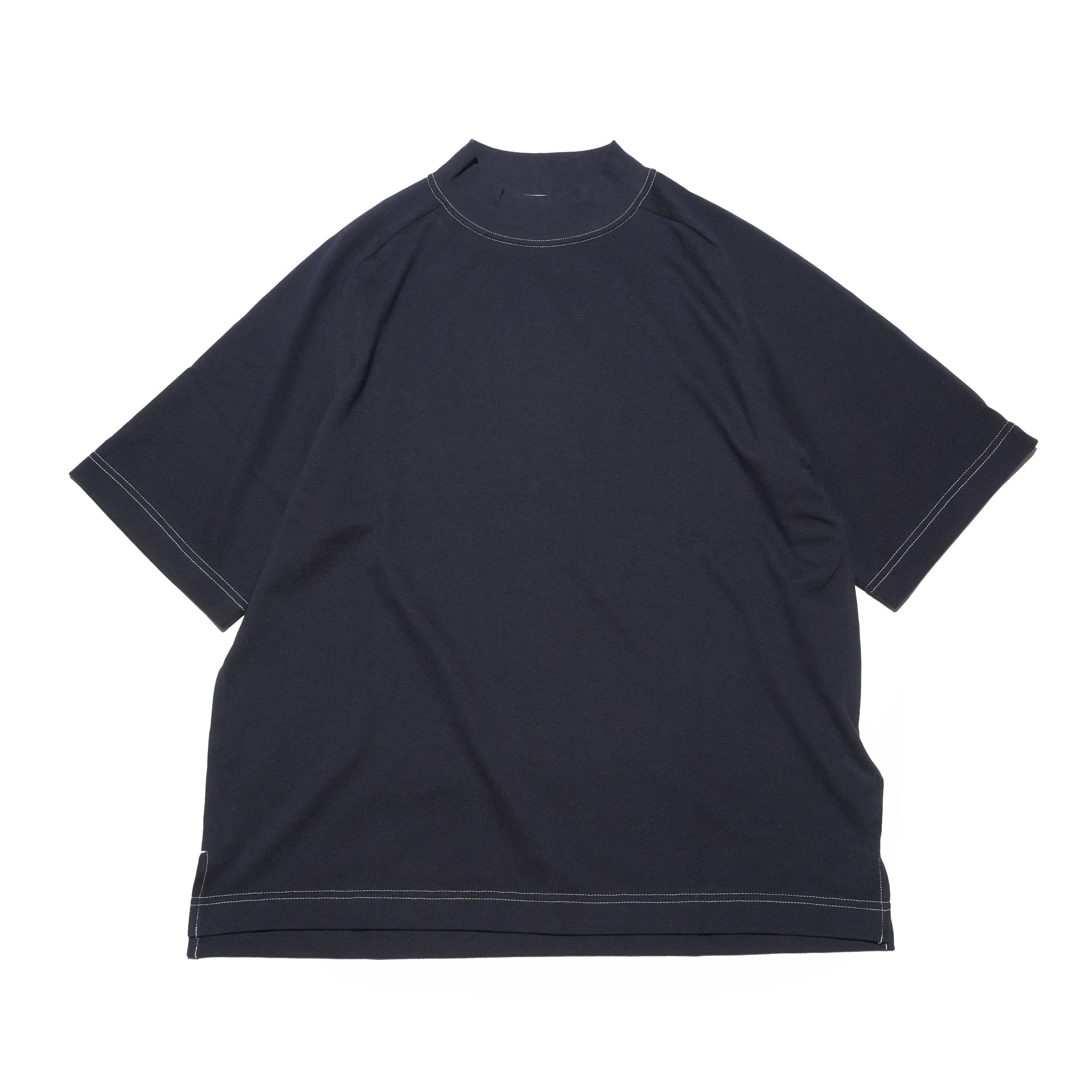 MOCK NECK SHORT SLEEVE TEE – Navy | STN-02_Navy|CATTA SHIRTS