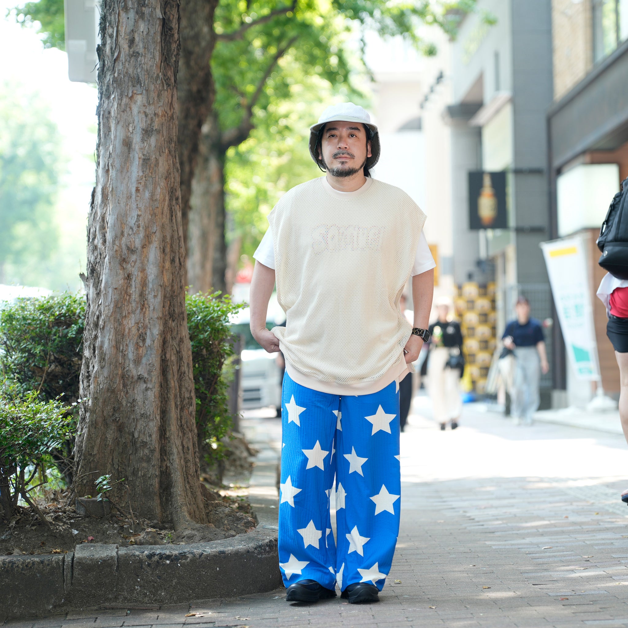 Pla25ssp01_Blue | Star pajama pants | Color:Blue【PLATEAU STUDIO_プラトー スタジオ】【archive】