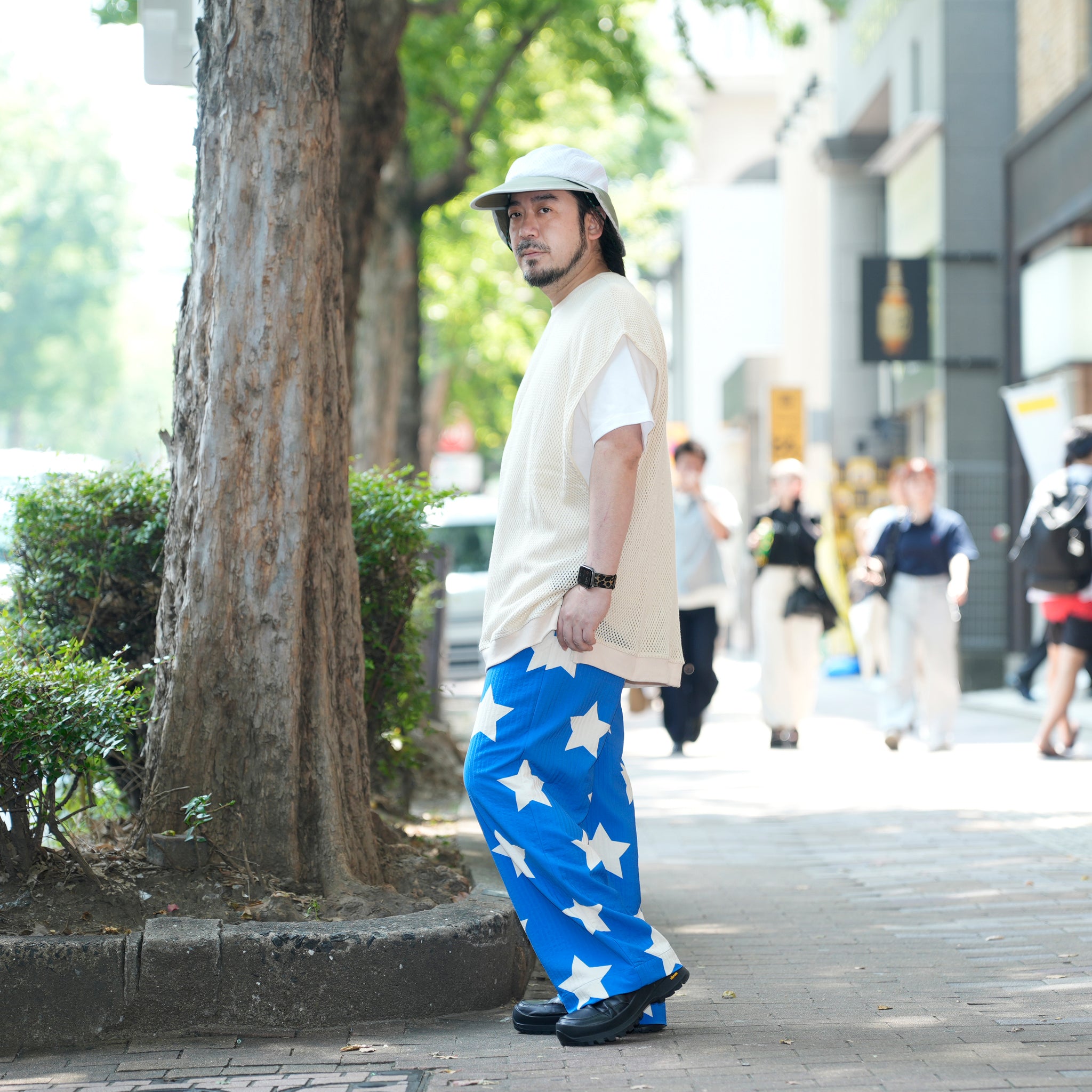 Pla25ssp01_Blue | Star pajama pants | Color:Blue【PLATEAU STUDIO_プラトー スタジオ】