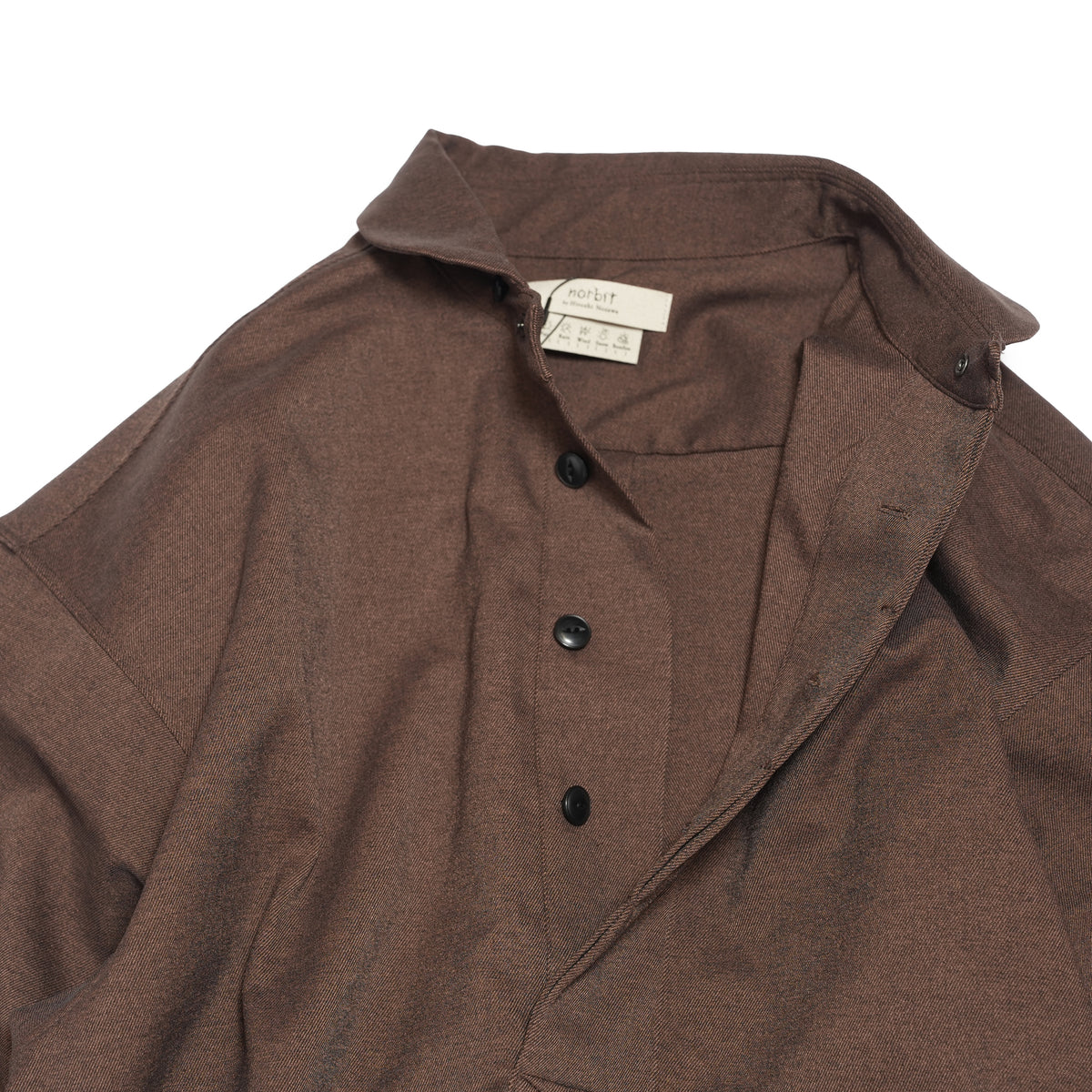 Tech Wool Pullover Shirts ※Made In JAPAN – Brown | NORBIT