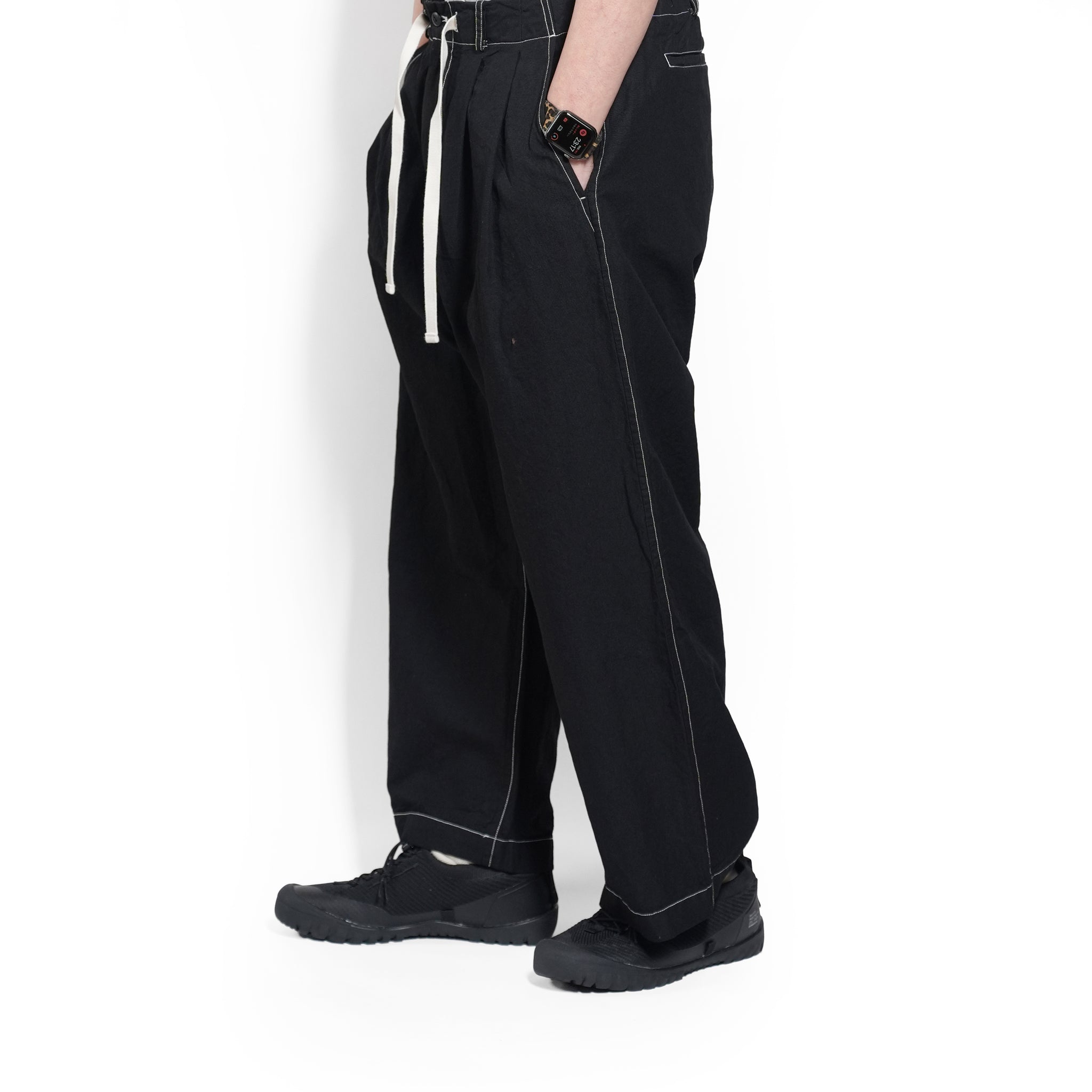 BAGS EASY WIDE PANTS-CHAMBRAY – Black | BE-02_Black|CATTA SHIRTS