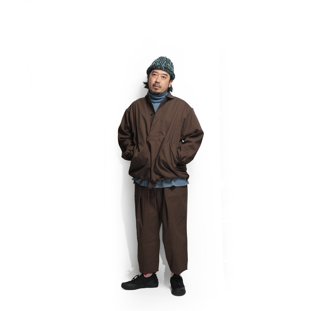 Tech Wool Pullover Shirts ※Made In JAPAN – Brown | NORBIT