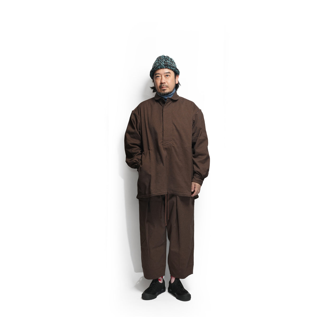 Tech Wool Pullover Shirts ※Made In JAPAN – Brown | NORBIT