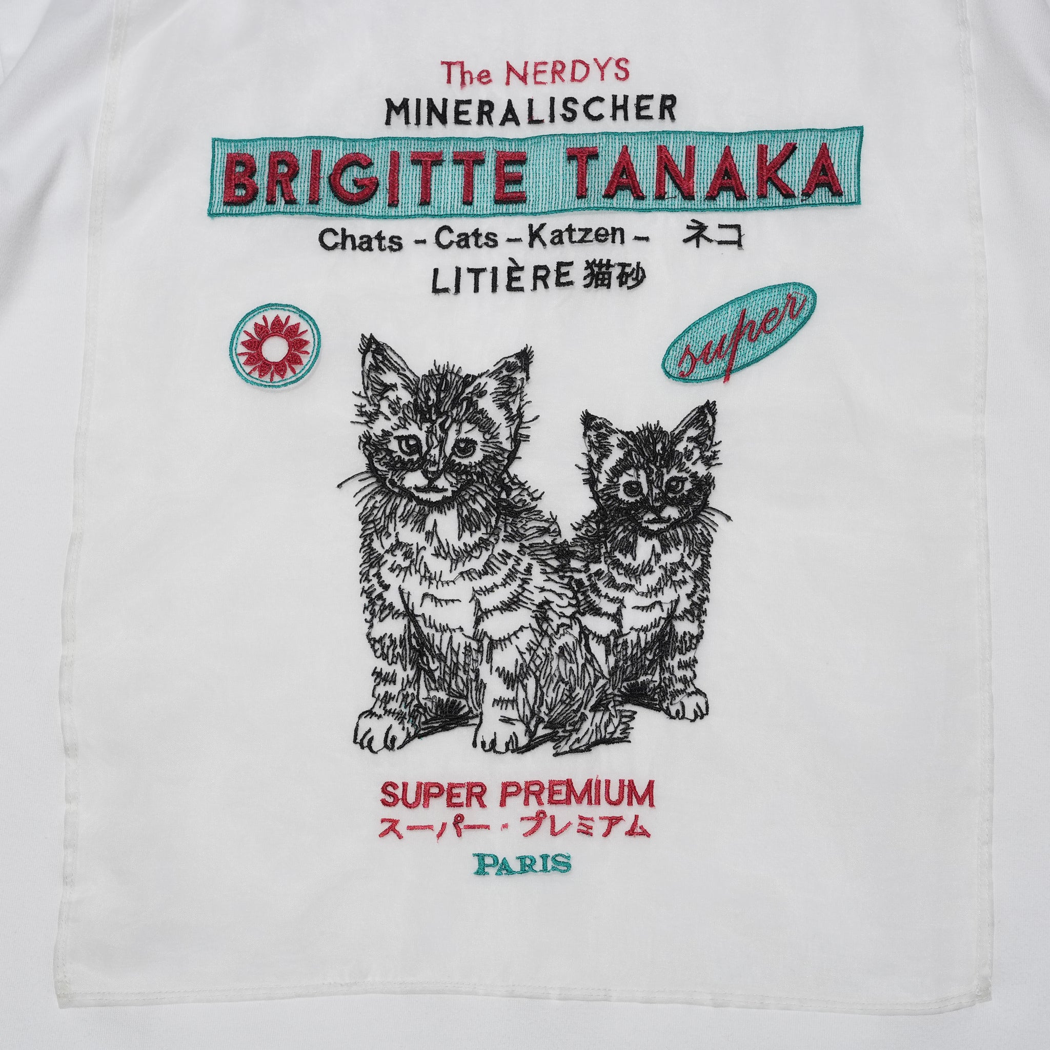 Brigitte Tanaka × The NERDYS CATS T-shirt – White | The NERDYS