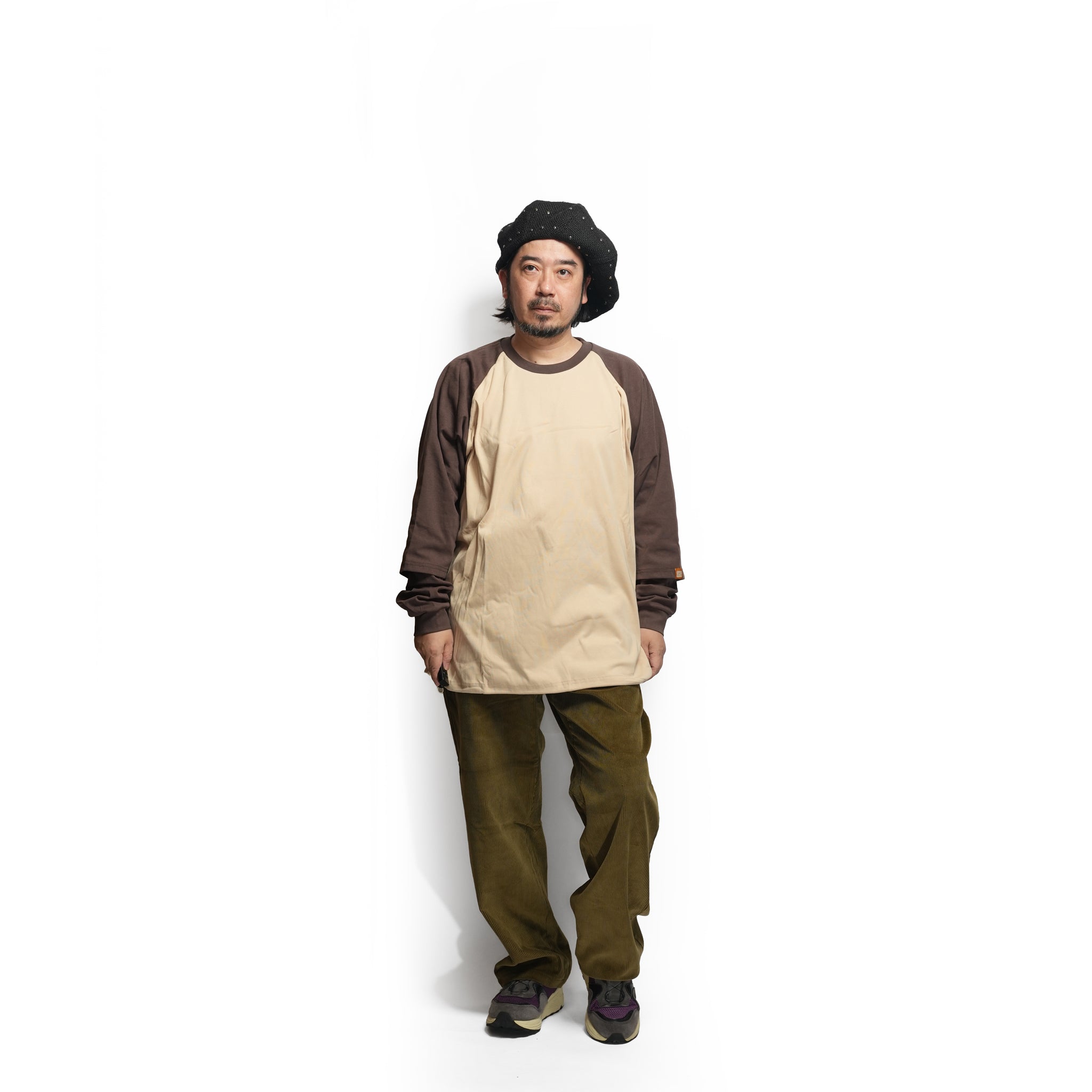 GMLR | Raglan Layered Long-Sleeve T-Shirt – Brown | GAMELRA