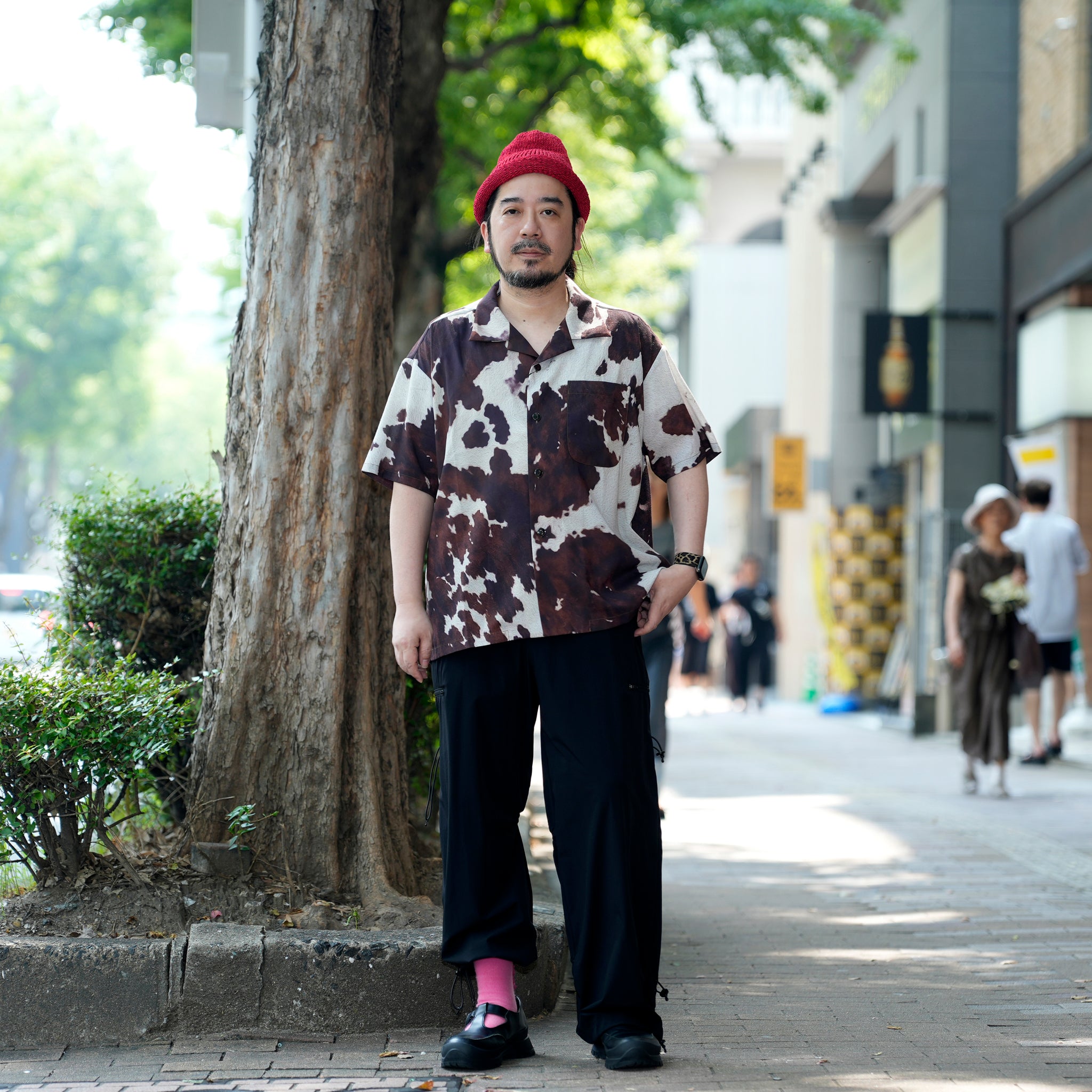 Pla25sst04_Print | Cowhide printed shirt | Color:Print【PLATEAU STUDIO_プラトー スタジオ】