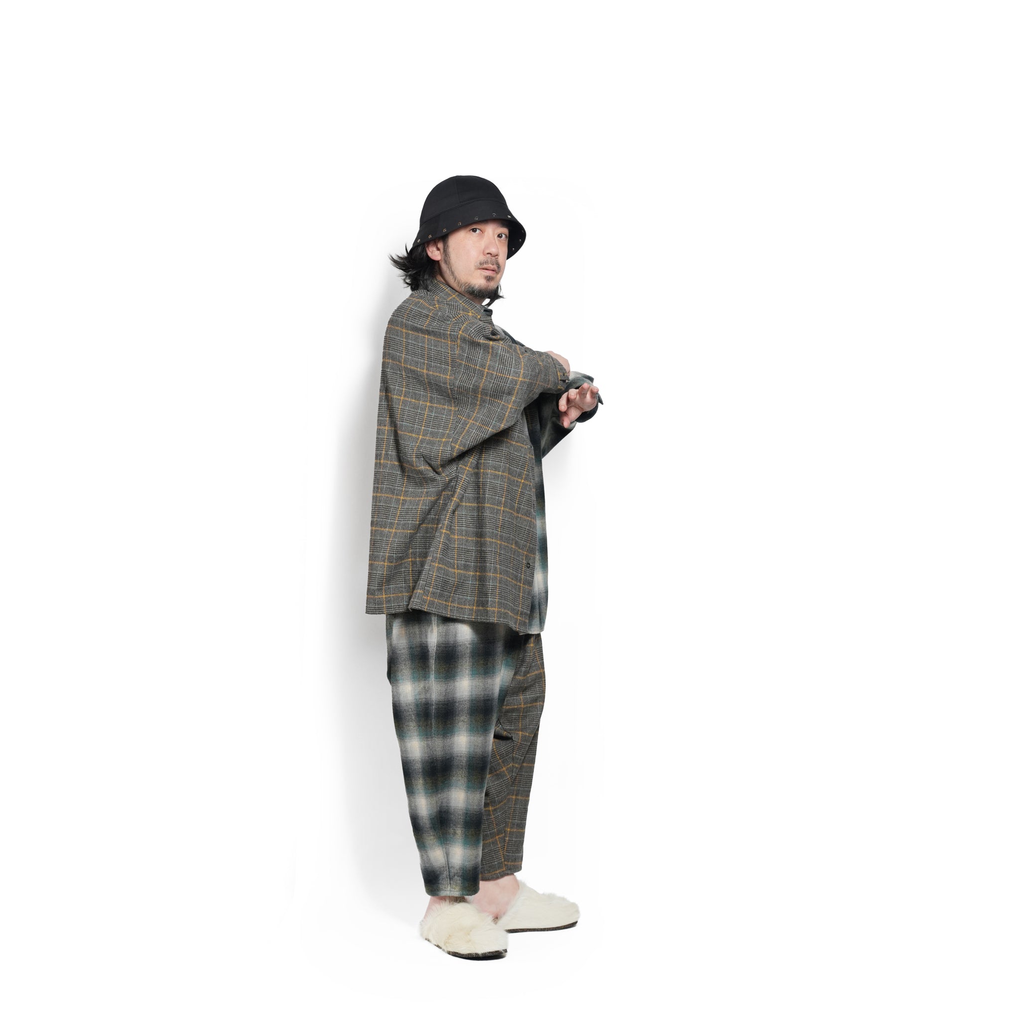 Half flannel check Wide Pants – Grey | STOF | 入荷予定アイテム