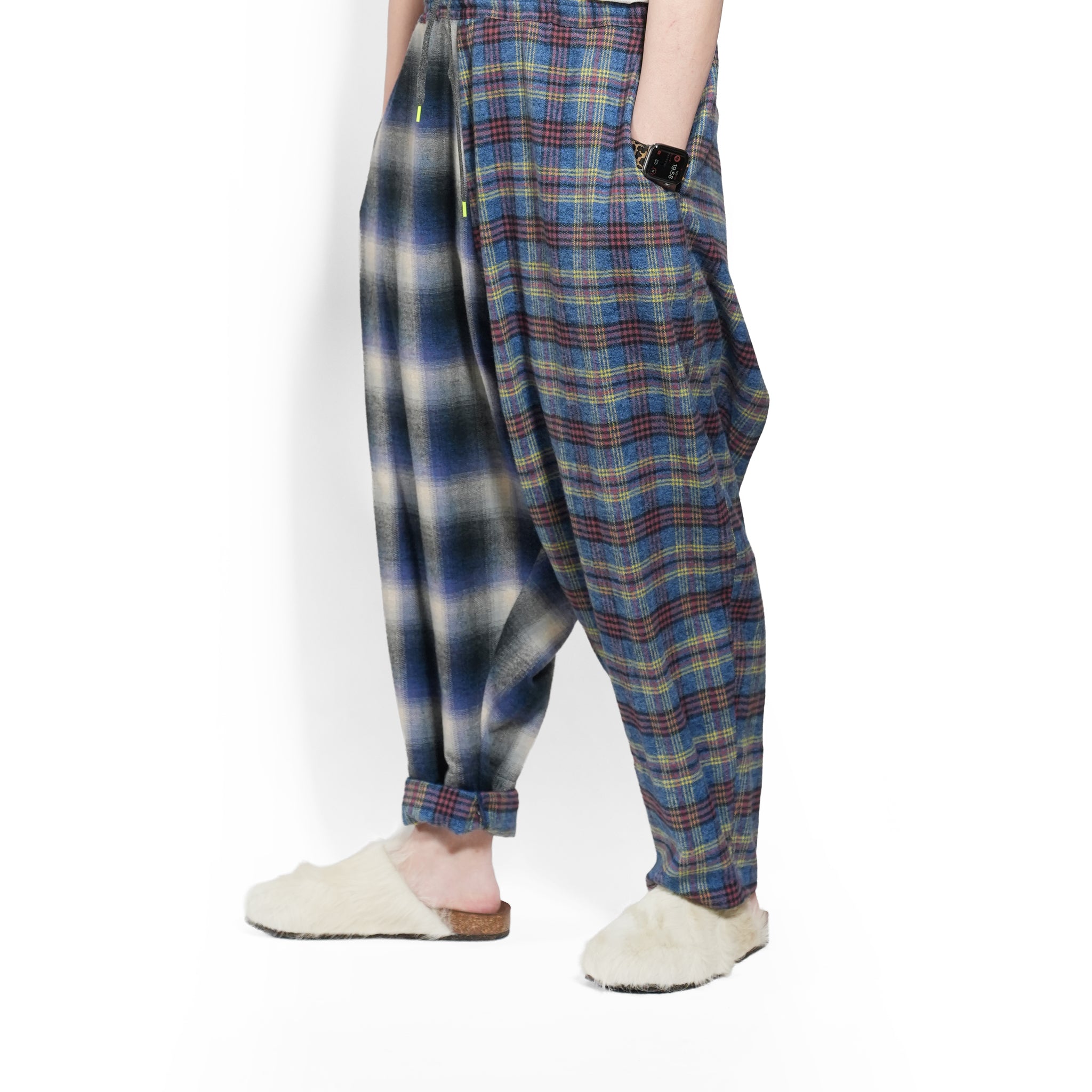Half flannel check Wide Pants – Blue | STOF | 入荷予定アイテム