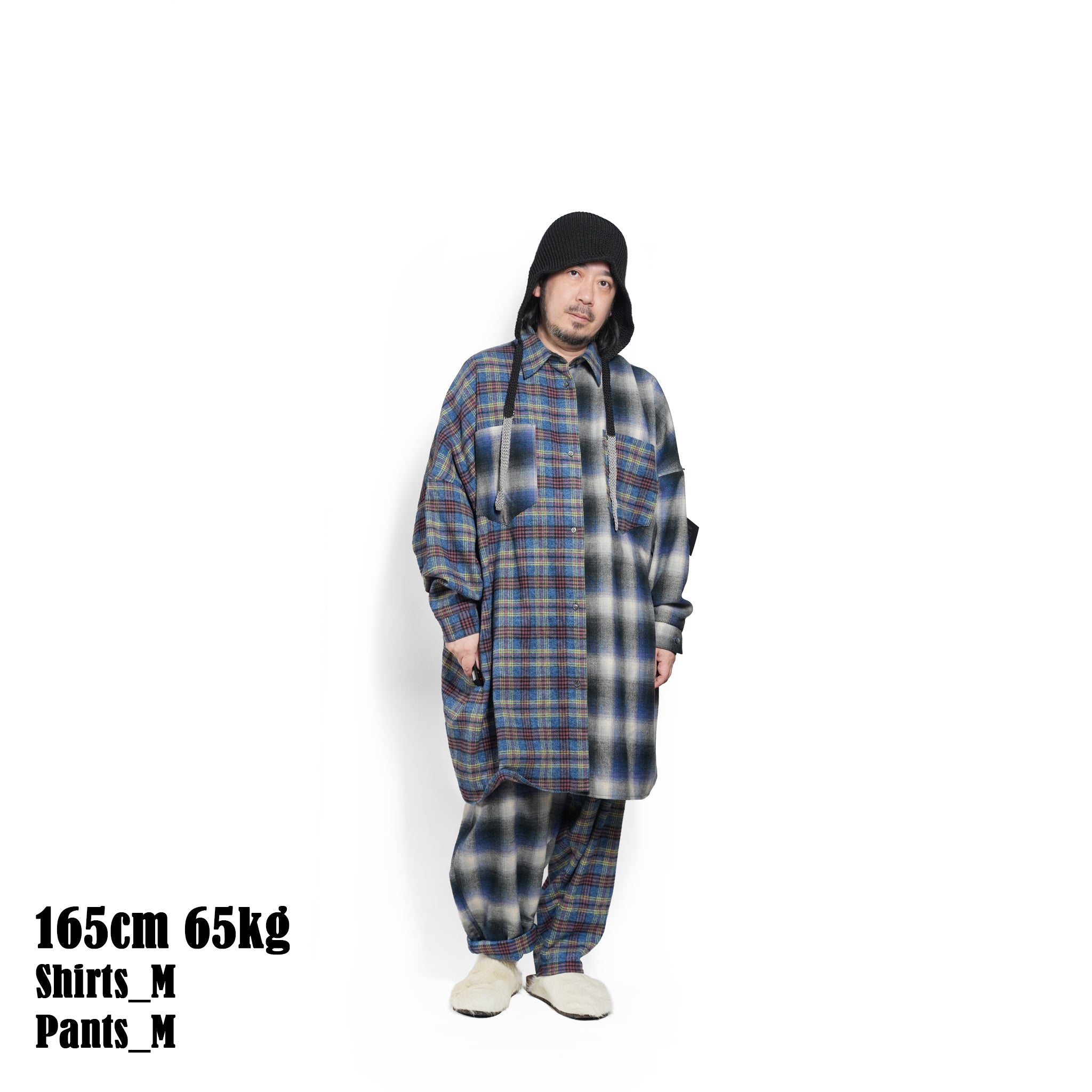 Half flannel check Wide Pants – Blue | STOF | 入荷予定アイテム