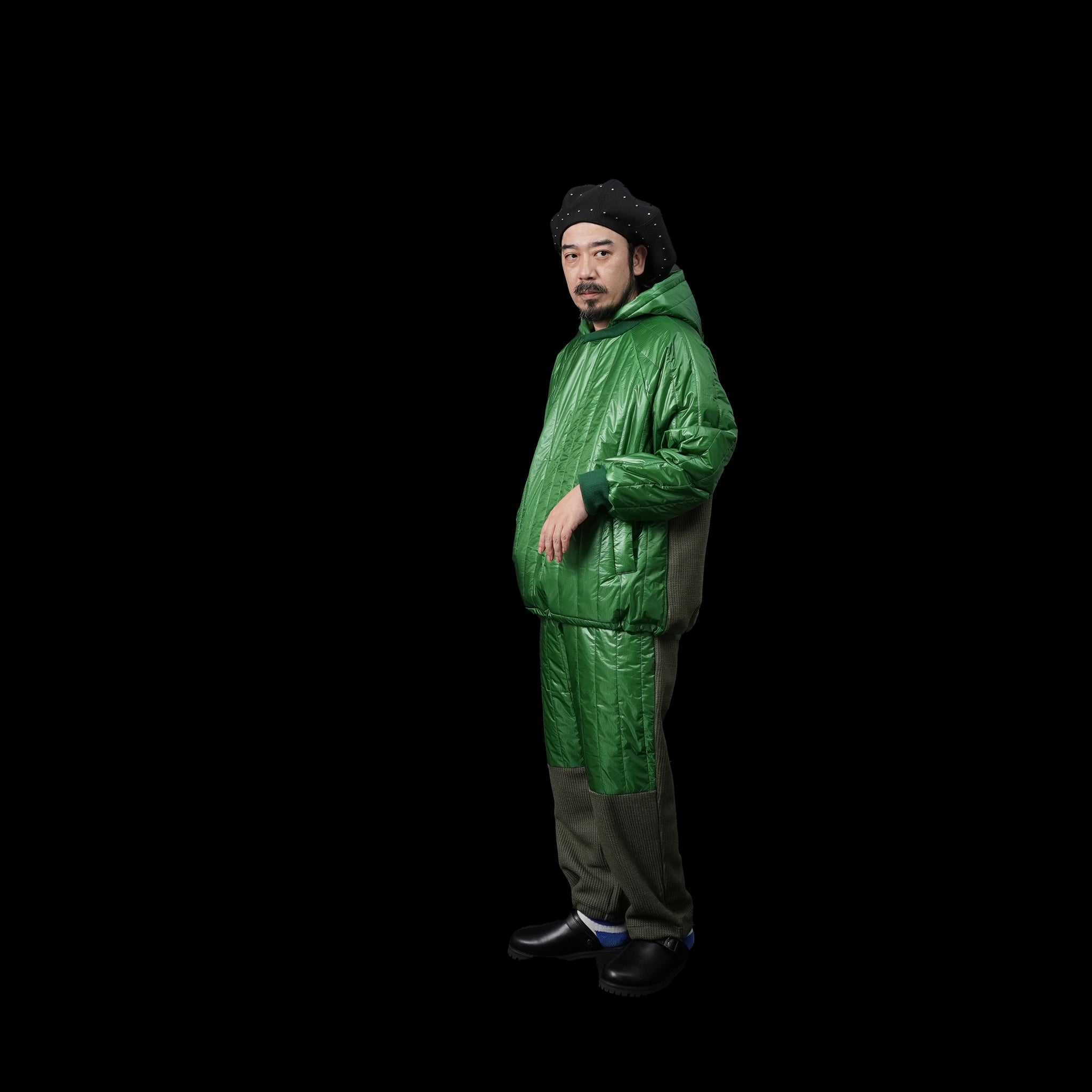 VOO-1143 | Ost QUILT HOODY | Color:Green/Coffee/Black【VOO_ヴォー】