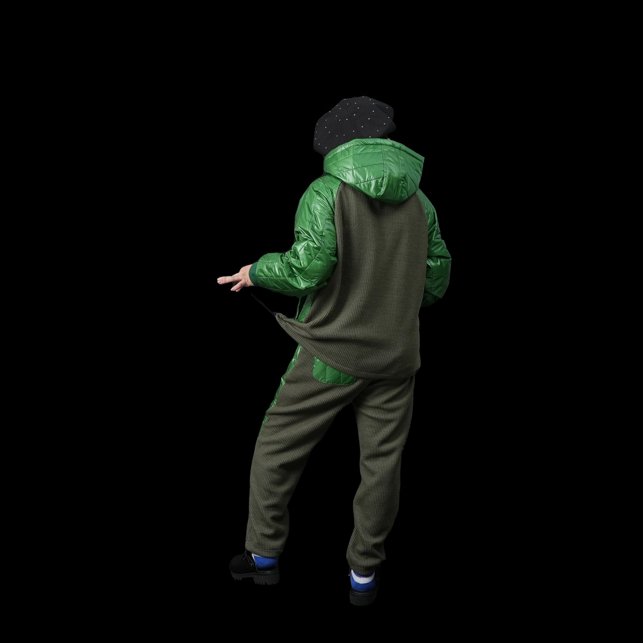 VOO-1143 | Ost QUILT HOODY | Color:Green/Coffee/Black【VOO_ヴォー】