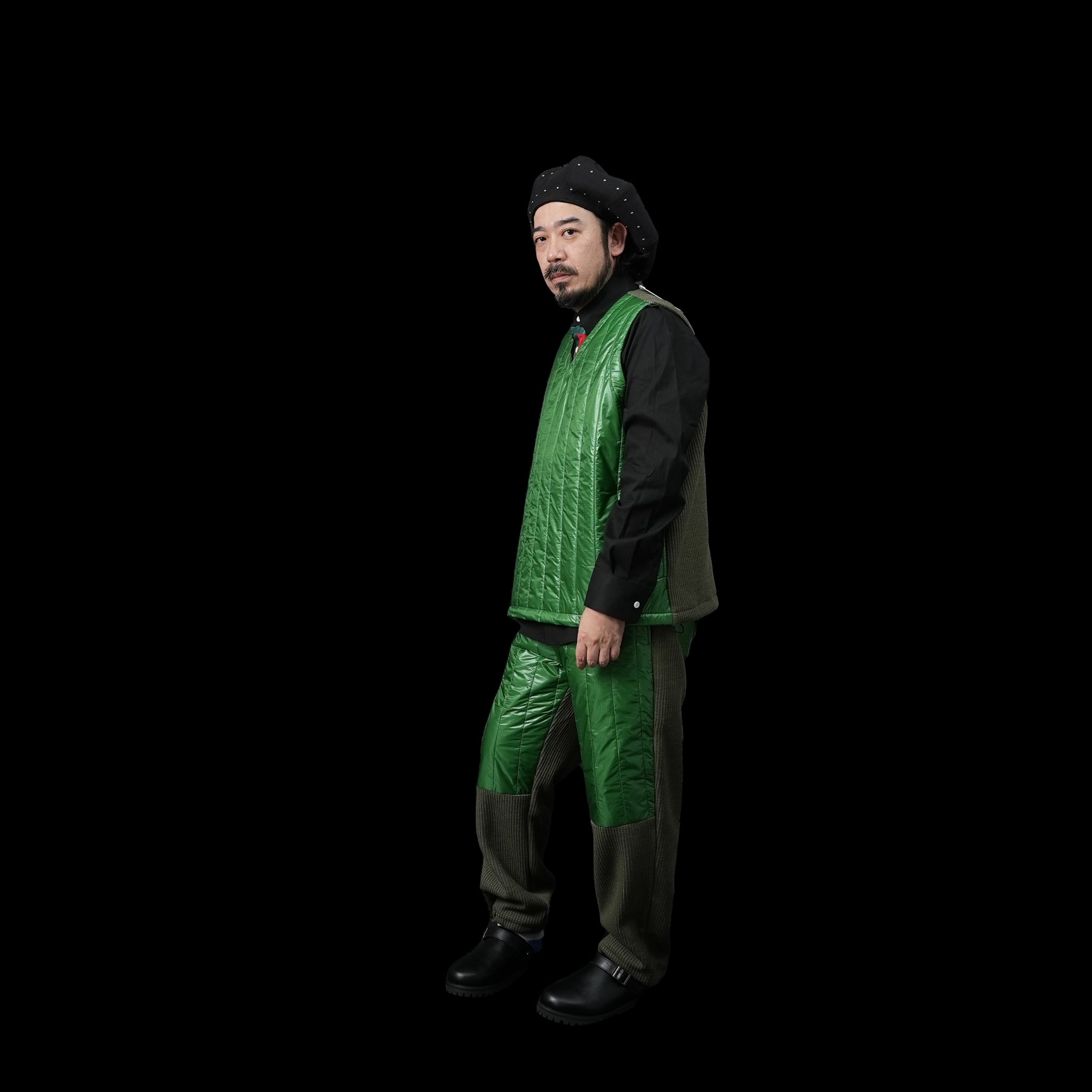VOO-1142 | Ost QUILT VEST | Color:Green/Coffee/Black【VOO_ヴォー】