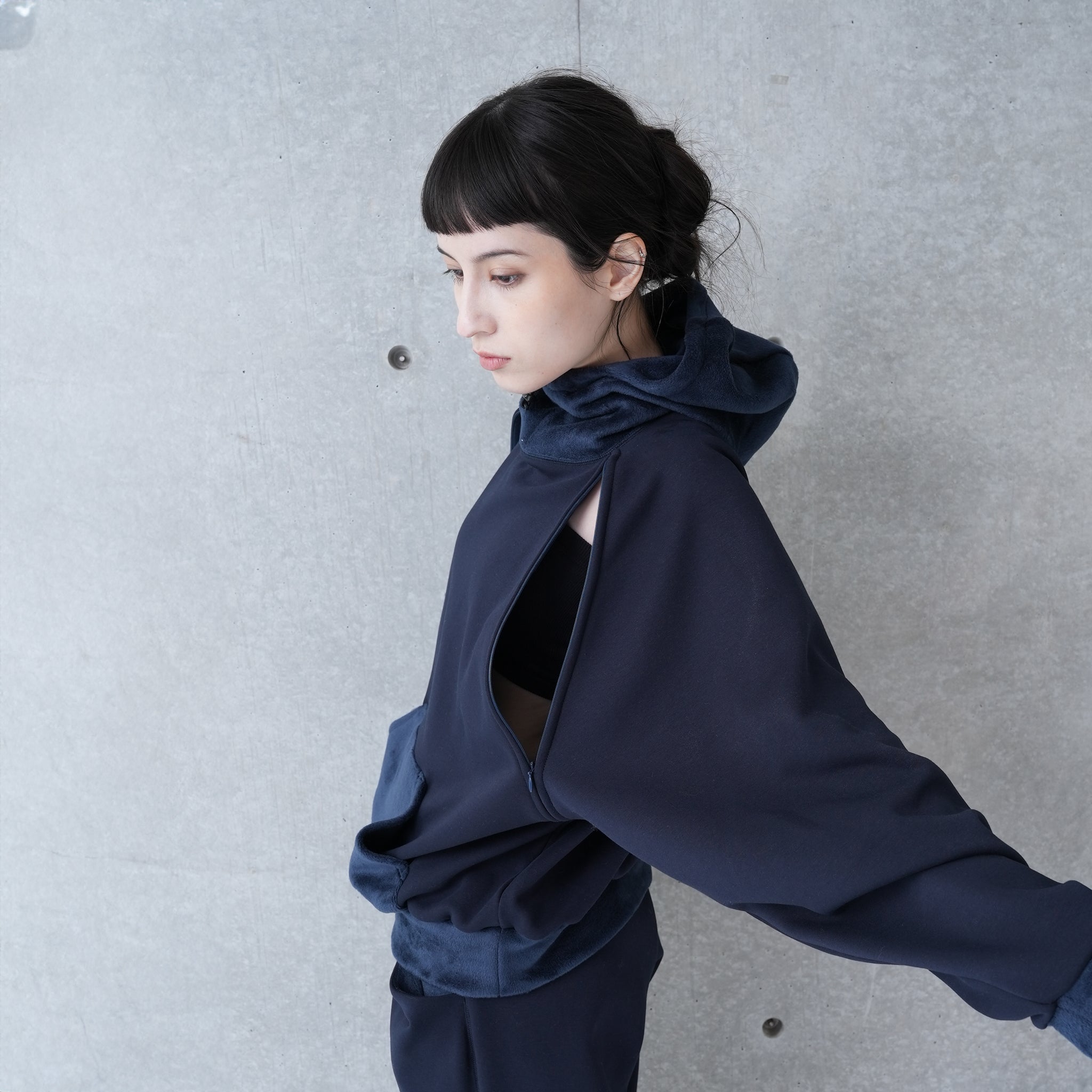 RAGLAN ZIP HOODIE | Color_Navy/Gray | No_252-445【CaRouseLamBRa_ケラウズランブラ】