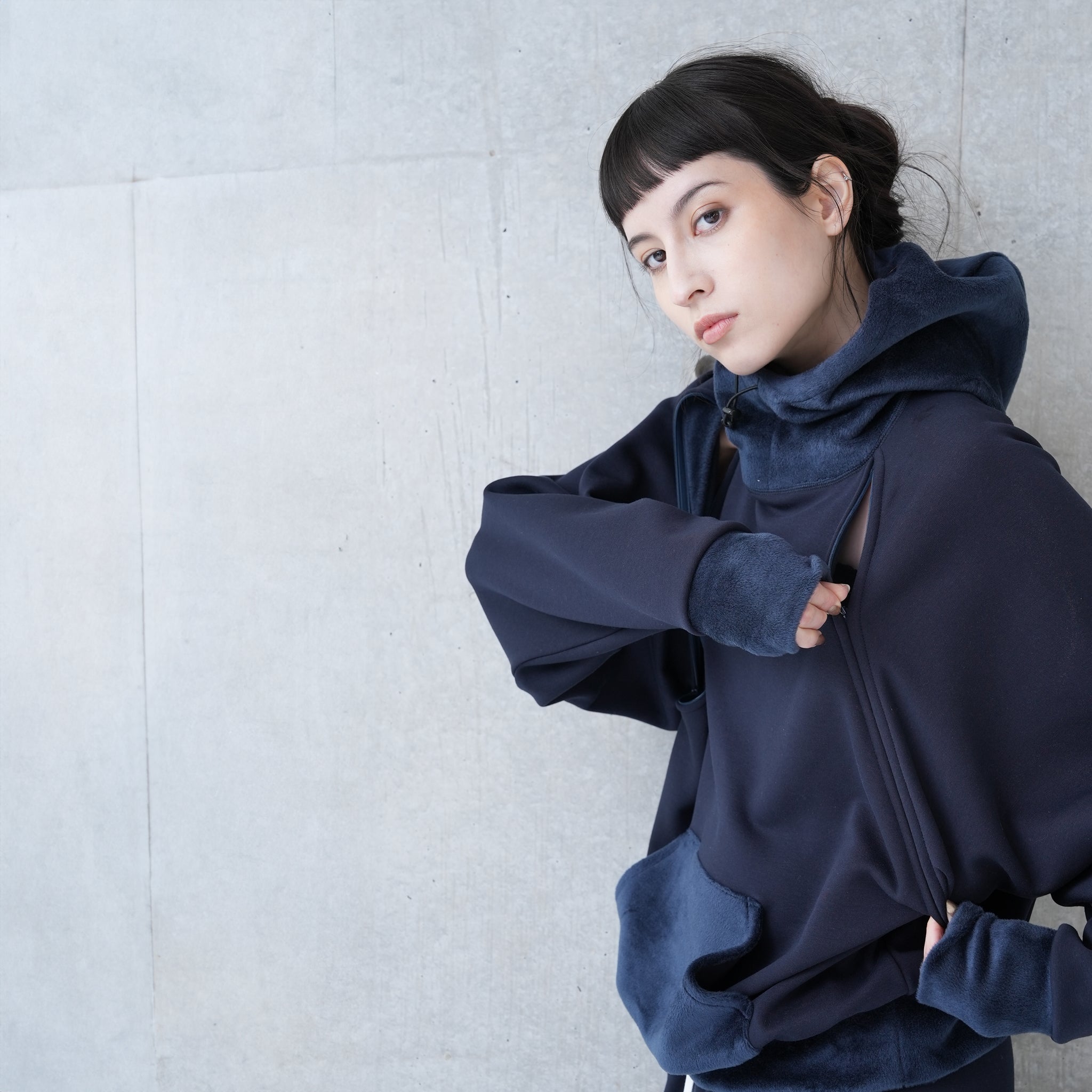 RAGLAN ZIP HOODIE | Color_Navy/Gray | No_252-445【CaRouseLamBRa_ケラウズランブラ】