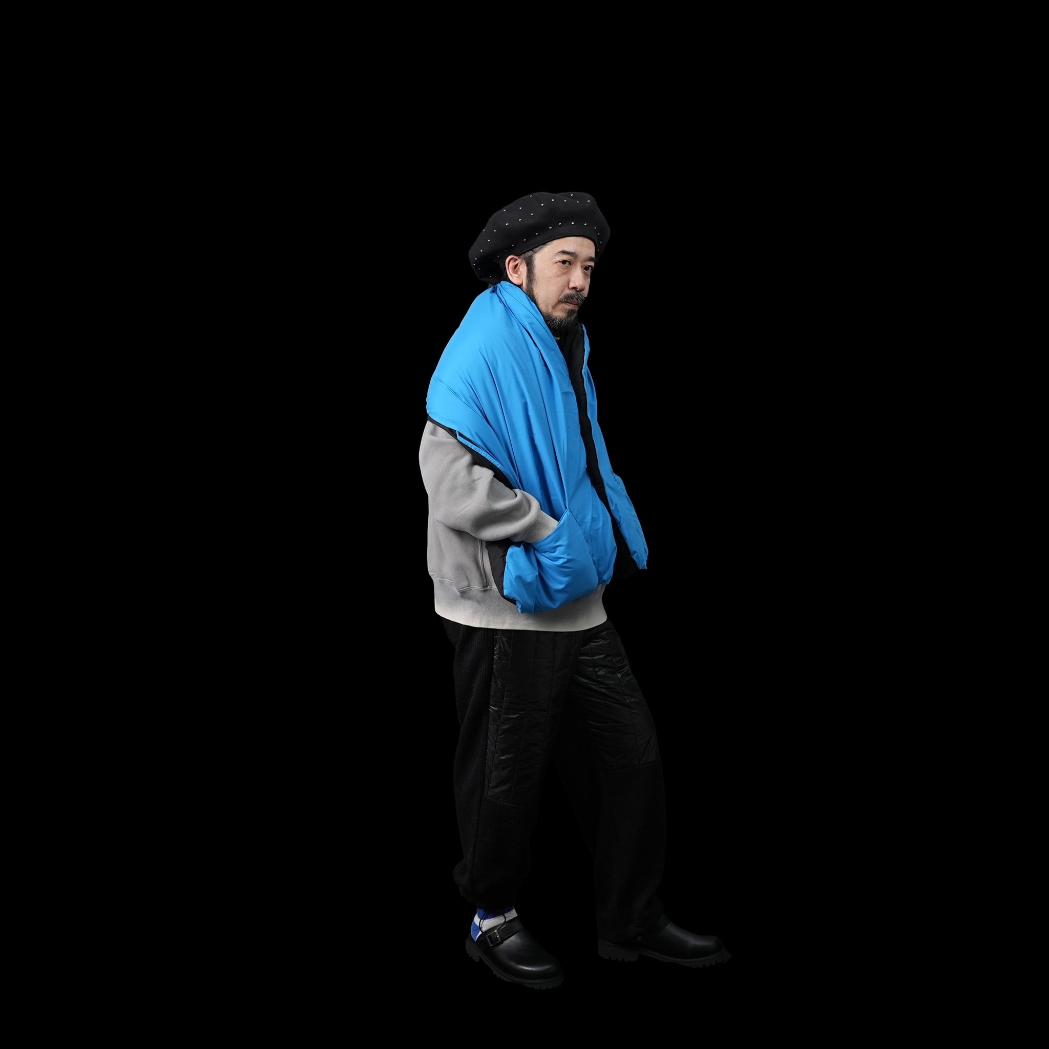 No:FEW23WAC5116b | Name:REVERSIBLE DOWN CAPE | Color:Black×Blue【MIFFEW_ミフュー】