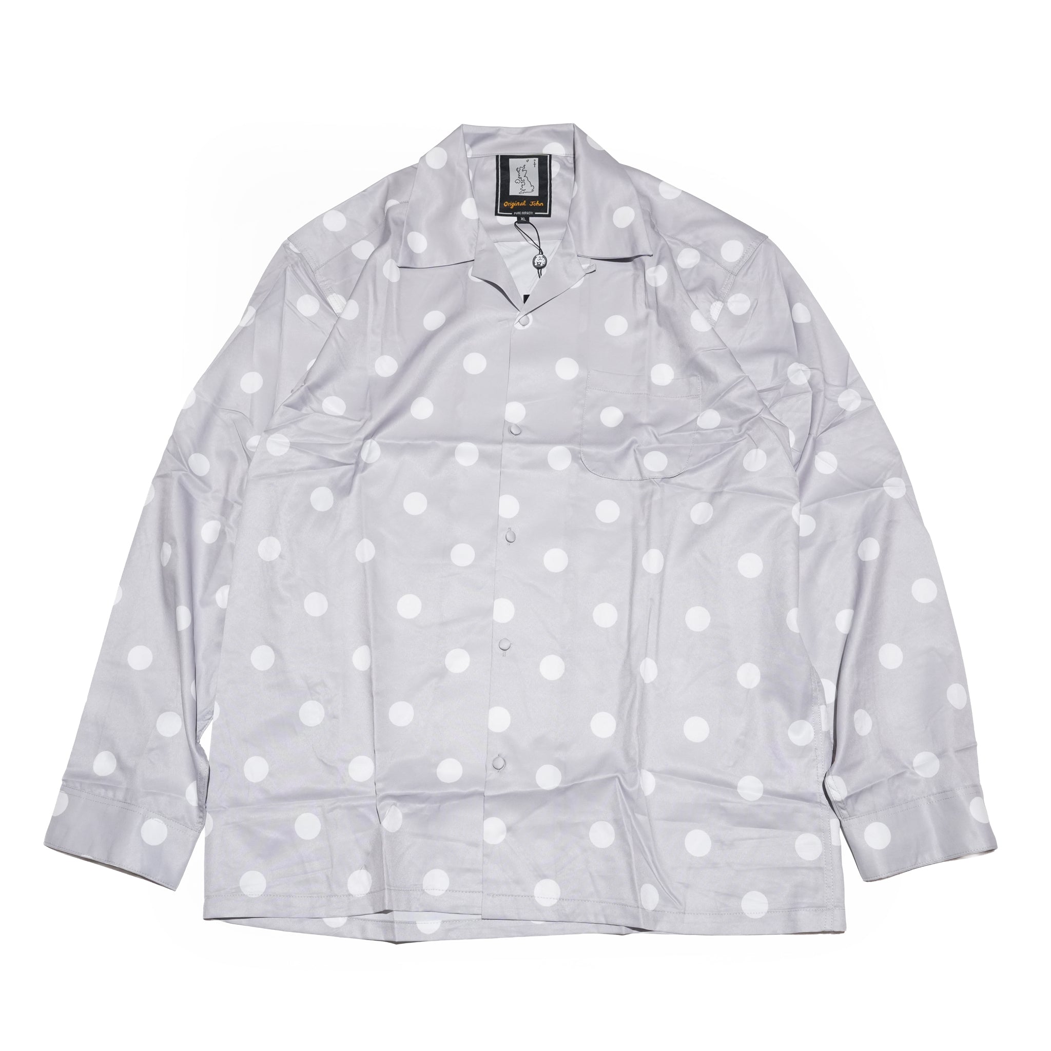 COVERED BUTTON OPEN COLLAR SHIRTS – Light Grey | 261-SH03_Light Grey | ORIGINAL JOHN