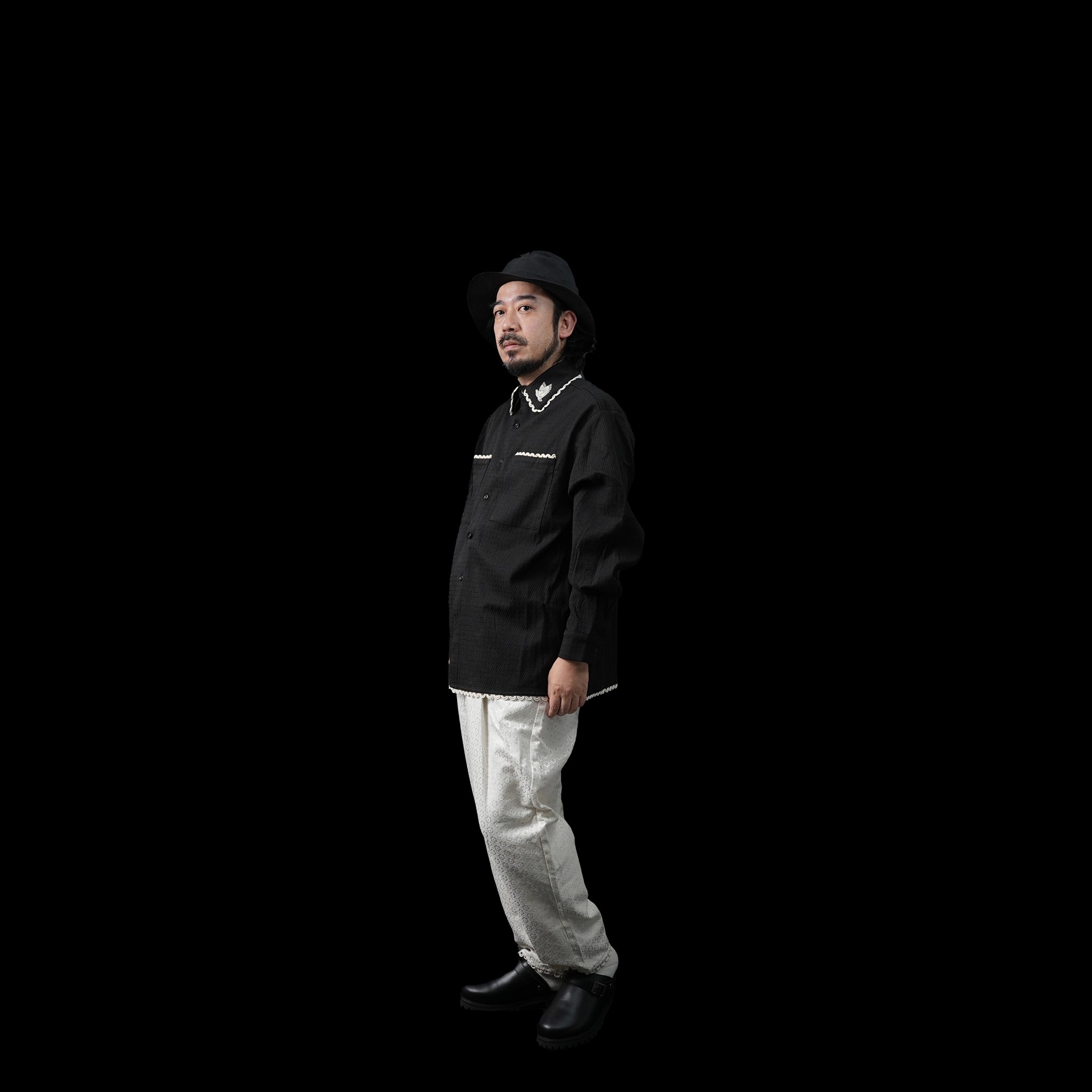 No:28SM02BLM052BLK | Name:Hector Dove Embroidered Shirt | Color:Black【SISTER JANE_シスタージェーン】