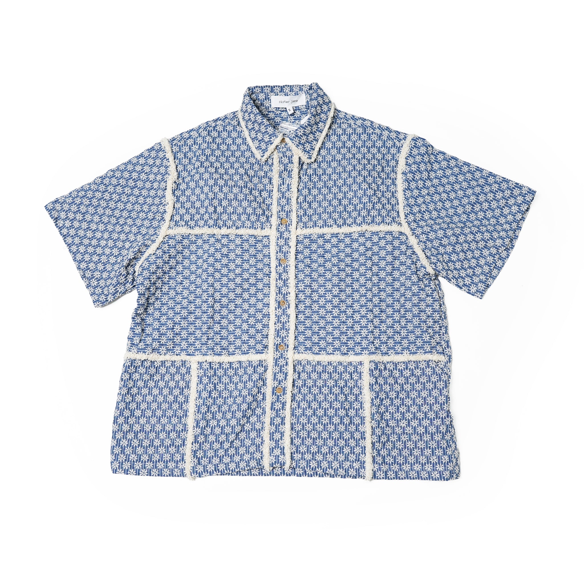 28SM02BLM056BLE | Chessie Fray Boxy Shirt | Color:Blue【SISTER JANE_シスタージェーン】【archive】