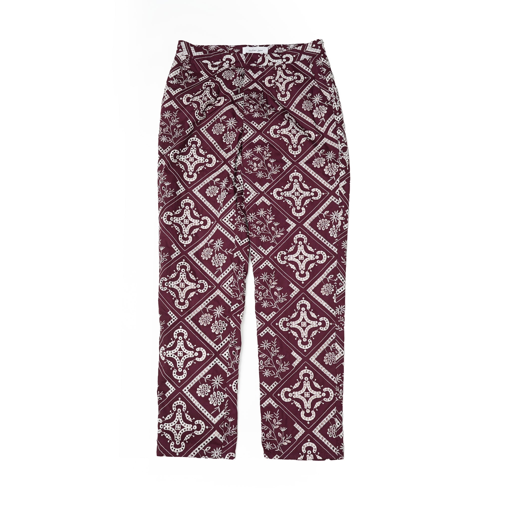 28SM02TRM028BRG | Garnet Embroidered Tailored Trousers | Color:Burgundy【SISTER JANE_シスタージェーン】