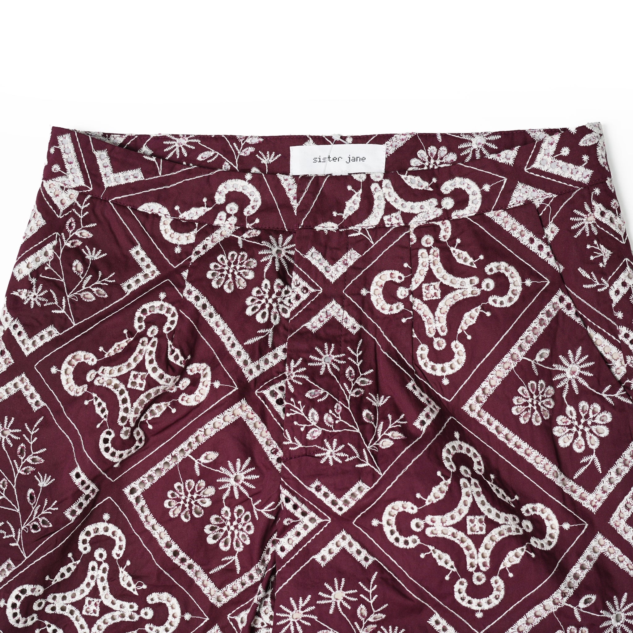 28SM02TRM028BRG | Garnet Embroidered Tailored Trousers | Color:Burgundy【SISTER JANE_シスタージェーン】