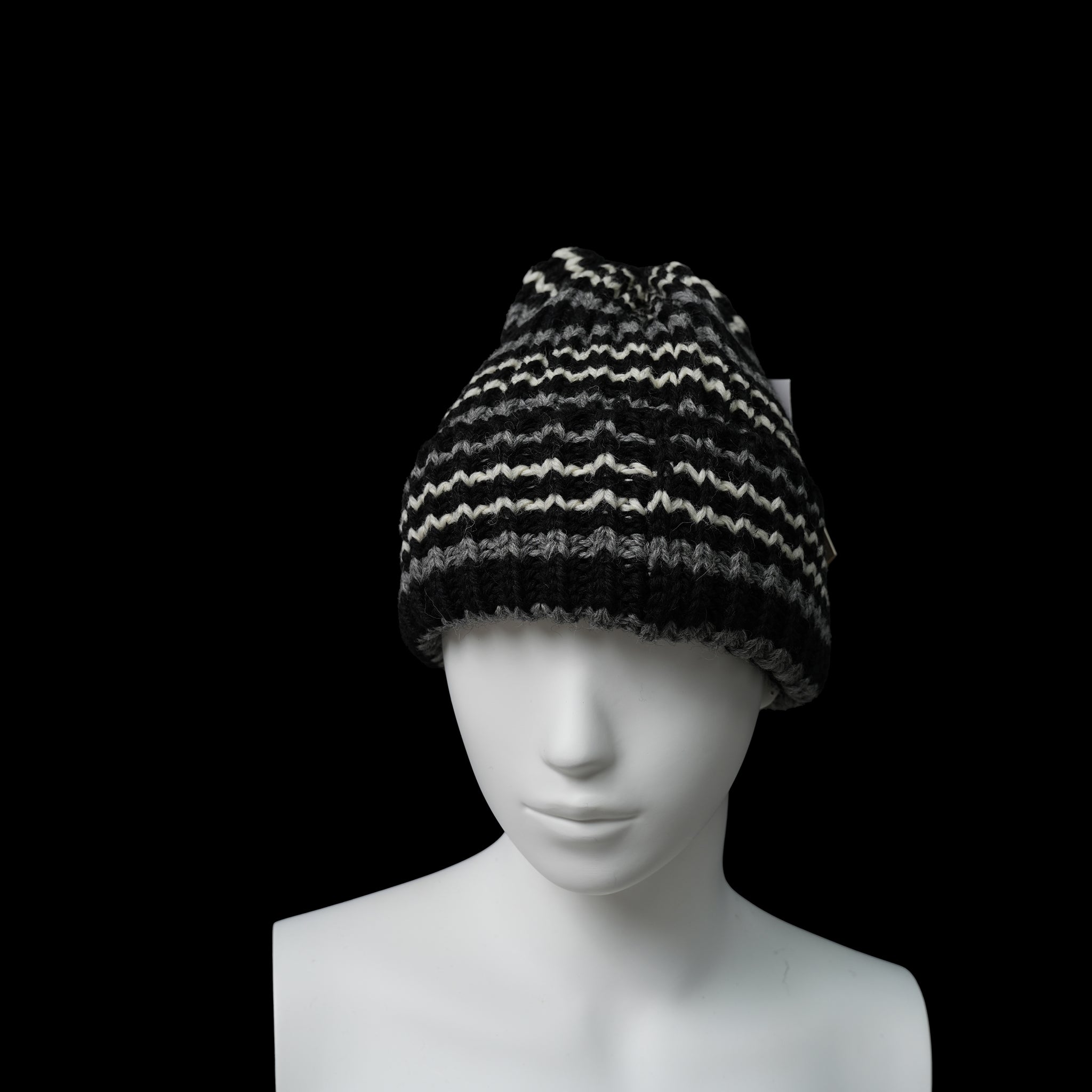 No:HL-23FW-0019 | Name:Rib Multi Border BW 001 Bobcap | Color:Black-Steel-Aran/Steel-Mint-Aran【HIGHLAND 2000】【ネコポス選択可能】
