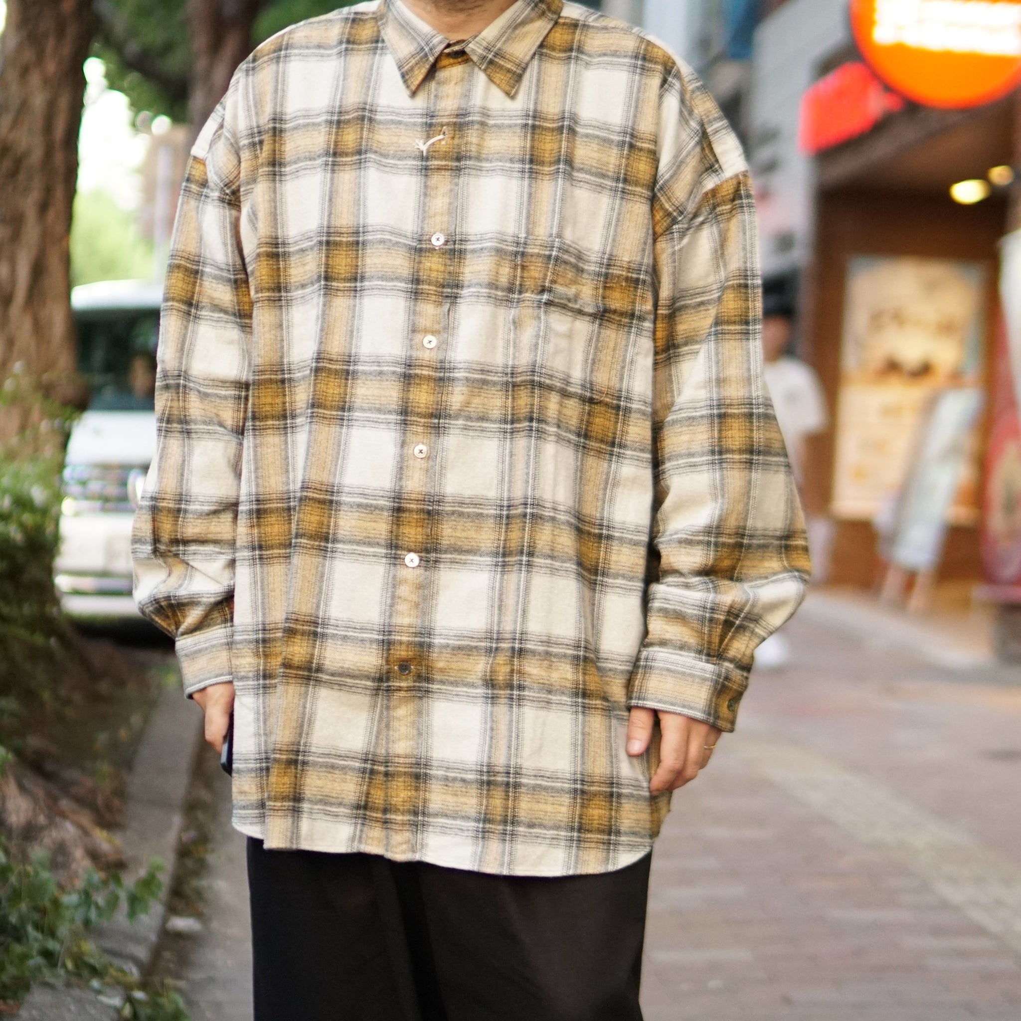 No:2023aw-RGW-01 | Name:REGULAR WIDE SHIRT-AMERANGE CHECK | Color:Yellow/Blue/Red【CATTA_カッタ】