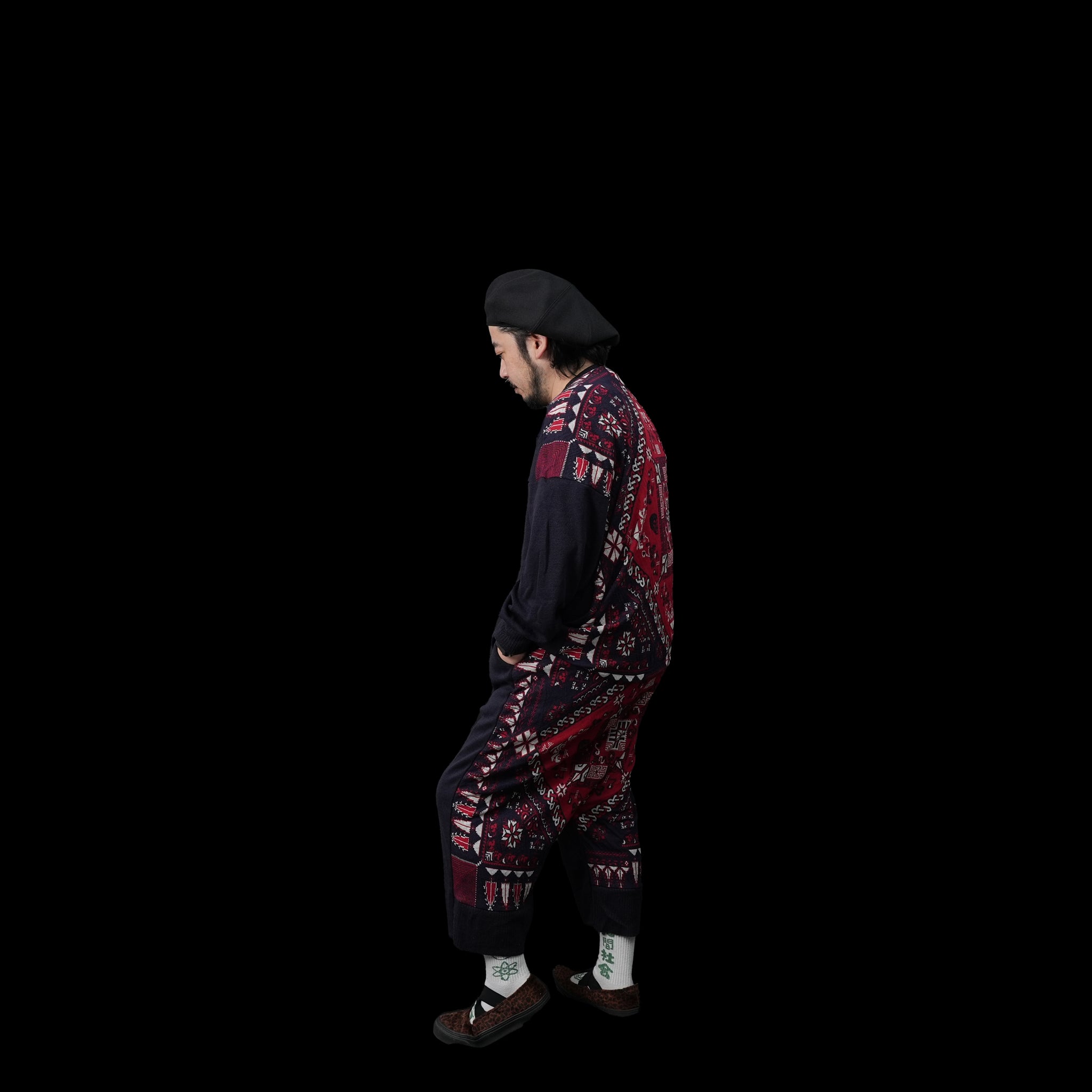 No:SF23AW-22 | Name:Jaquard Wide Pulover | Color:Navy【STOF_ストフ】