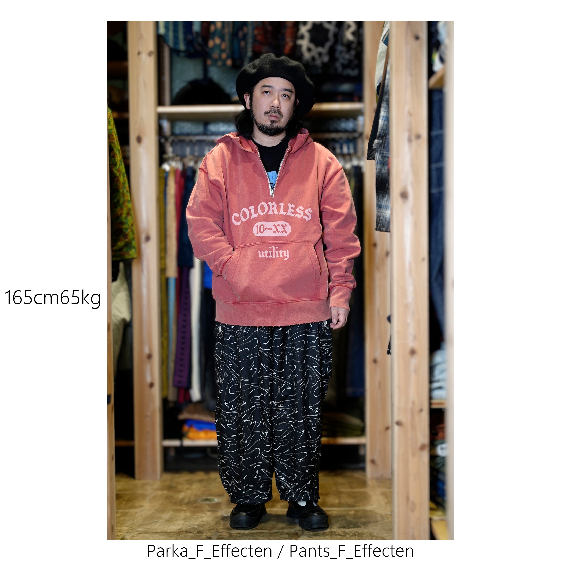 efmm-19_Red | Colorless Half Zip Hoodie | Color:Red【EFFECTEN_エフェクテン】