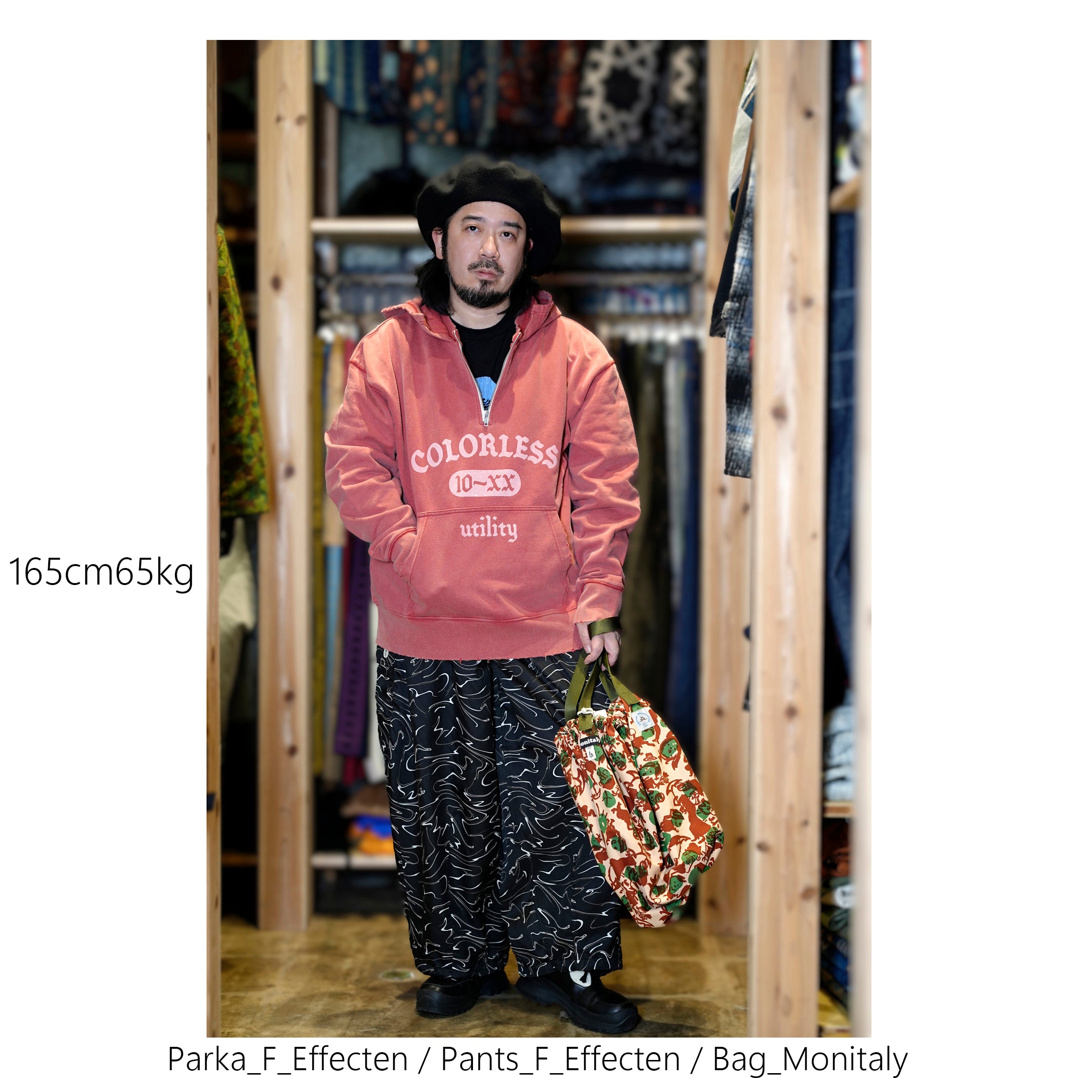 efmm-19_Red | Colorless Half Zip Hoodie | Color:Red【EFFECTEN_エフェクテン】