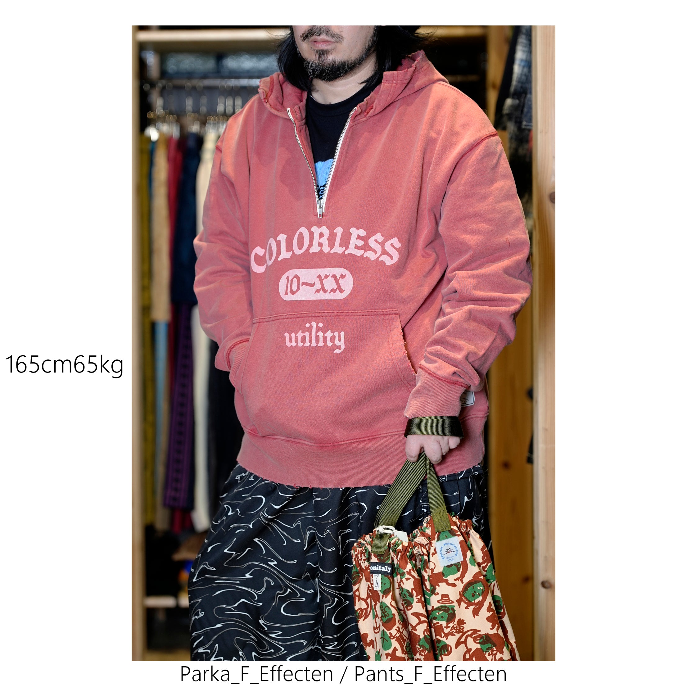 efmm-19_Red | Colorless Half Zip Hoodie | Color:Red【EFFECTEN_エフェクテン】