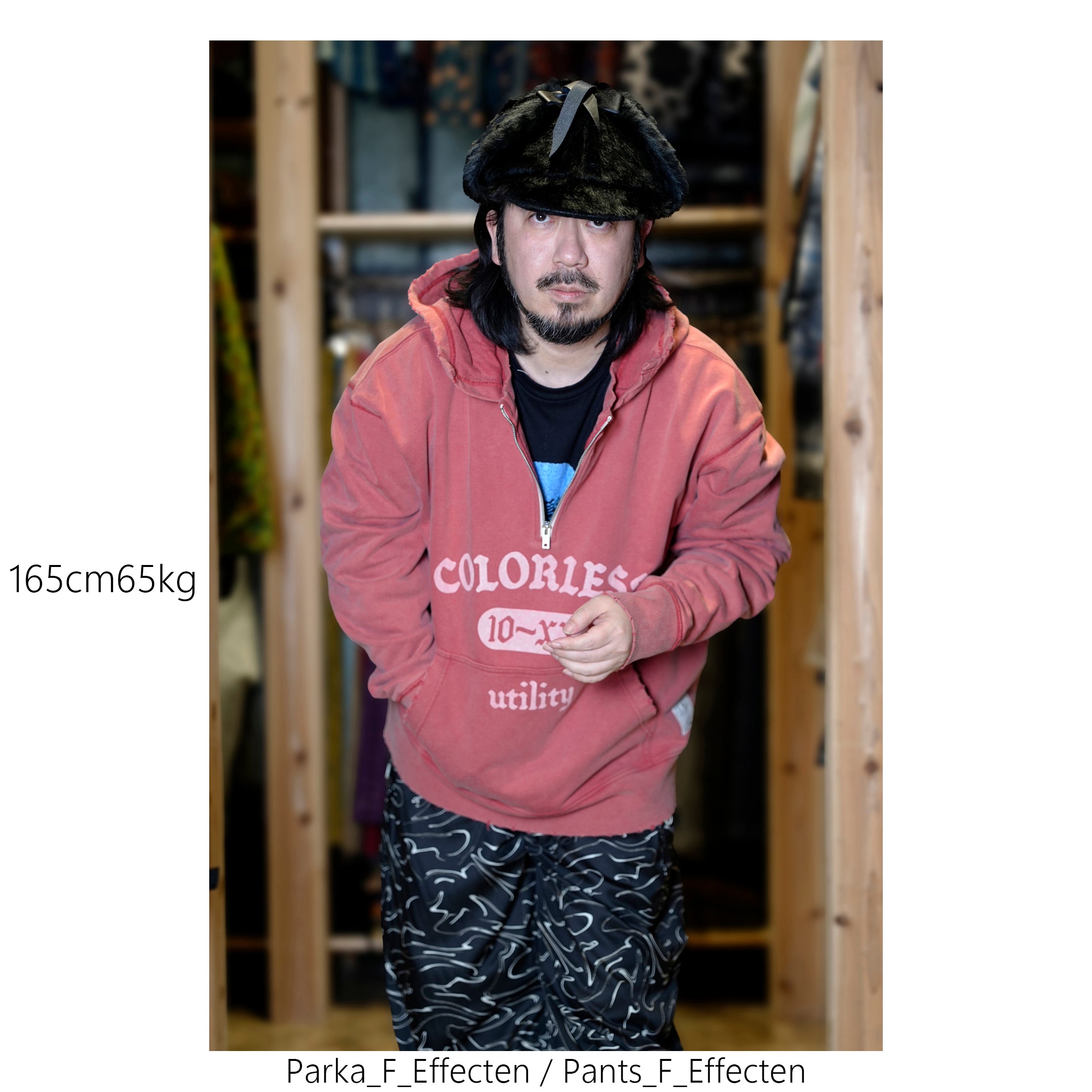 efmm-19_Red | Colorless Half Zip Hoodie | Color:Red【EFFECTEN_エフェクテン】