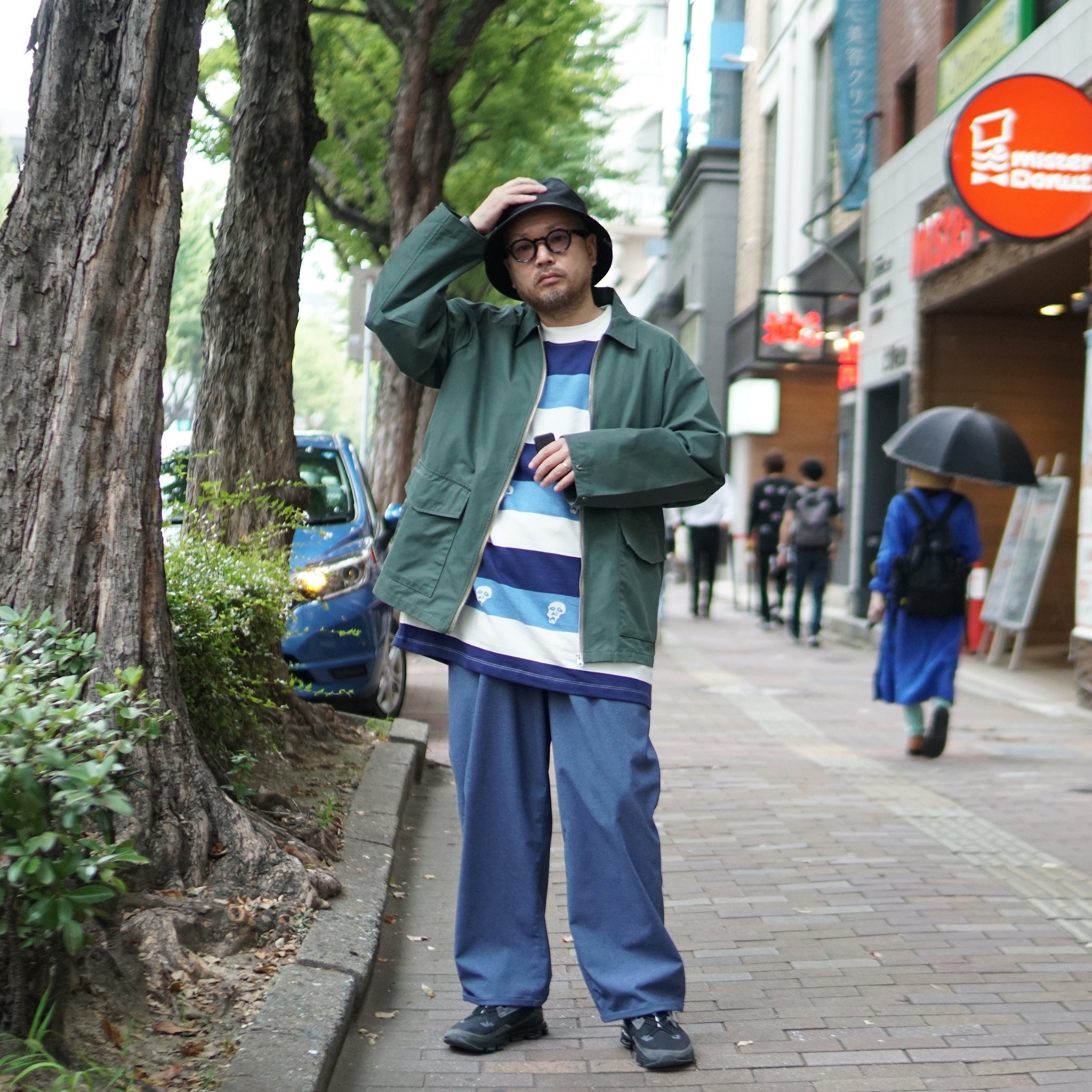 No:TS00315 | Name:SAD SKULL STRIPED JACQUARD SS | Color:Navy【TIRED_タイレッド】