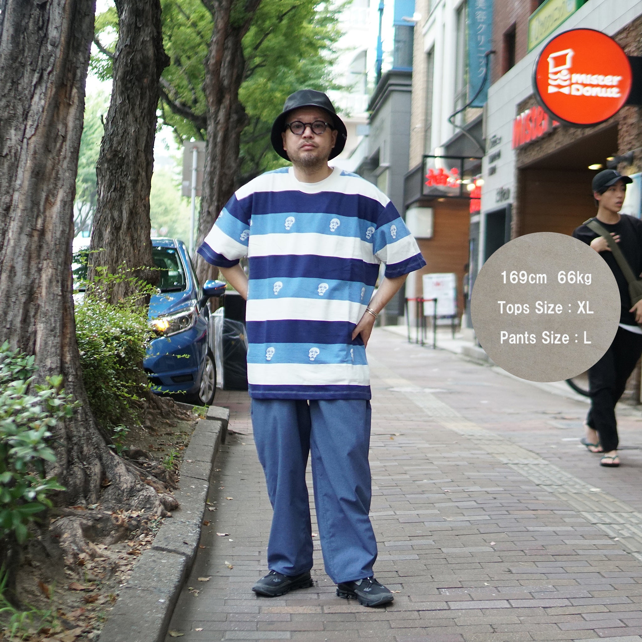 No:TS00315 | Name:SAD SKULL STRIPED JACQUARD SS | Color:Navy【TIRED_タイレッド】