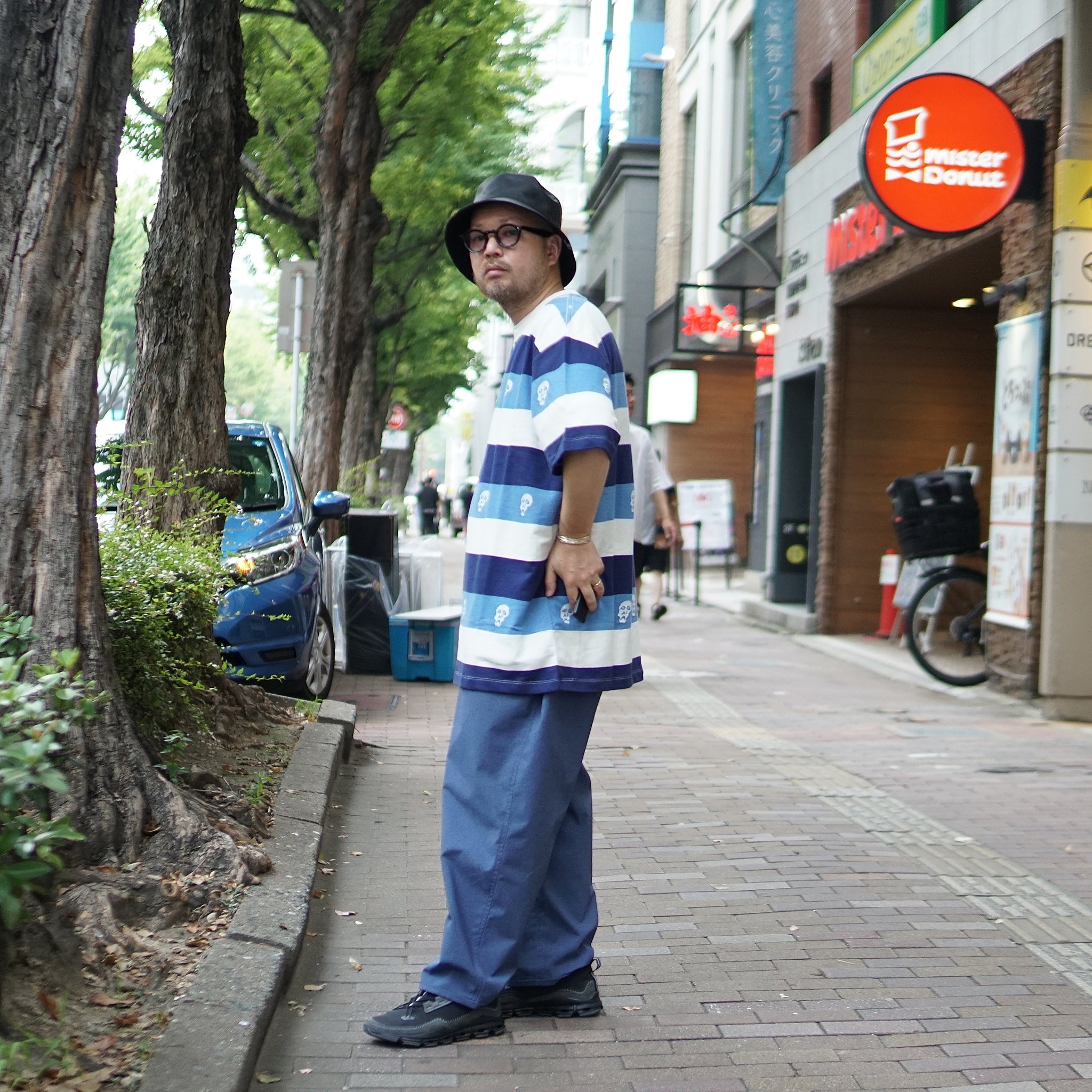No:TS00315 | Name:SAD SKULL STRIPED JACQUARD SS | Color:Navy【TIRED_タイレッド】