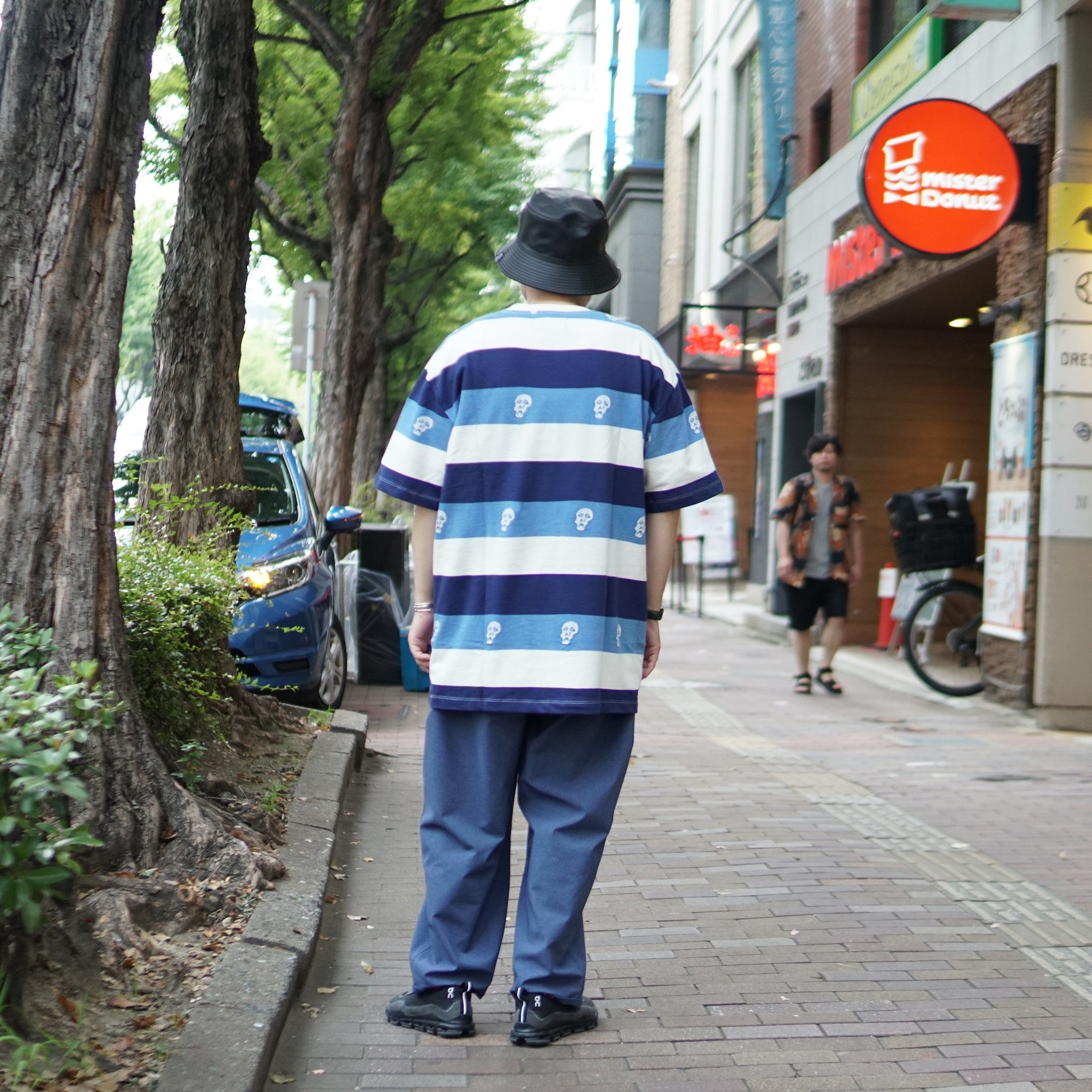 No:TS00315 | Name:SAD SKULL STRIPED JACQUARD SS | Color:Navy【TIRED_タイレッド】